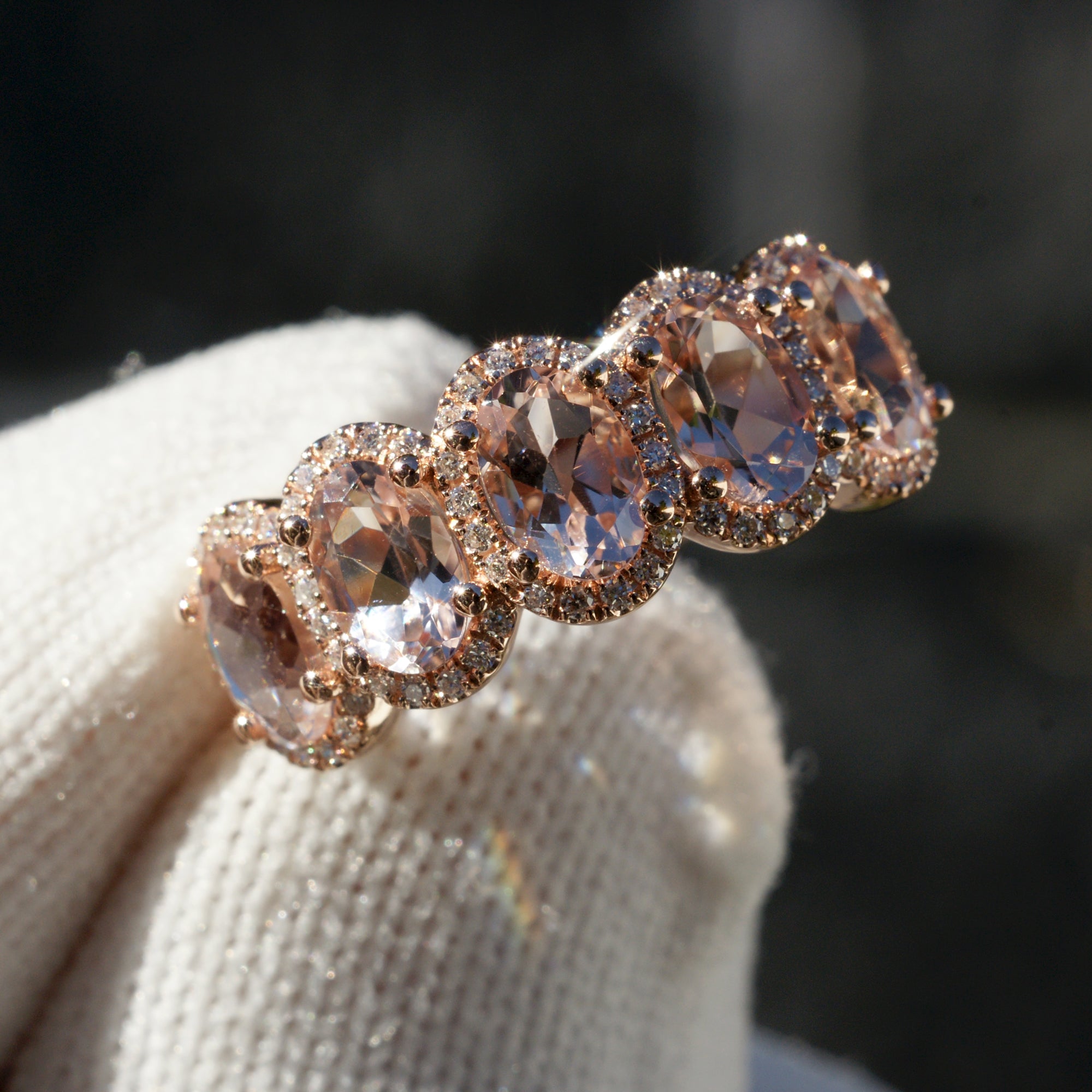 The Olivia Oval Morganite Wedding Anniversary Band