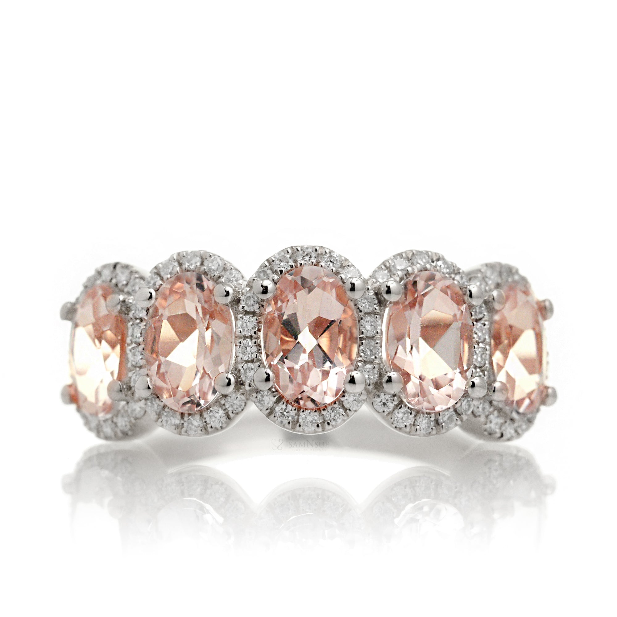 The Olivia Oval Morganite Wedding Anniversary Band