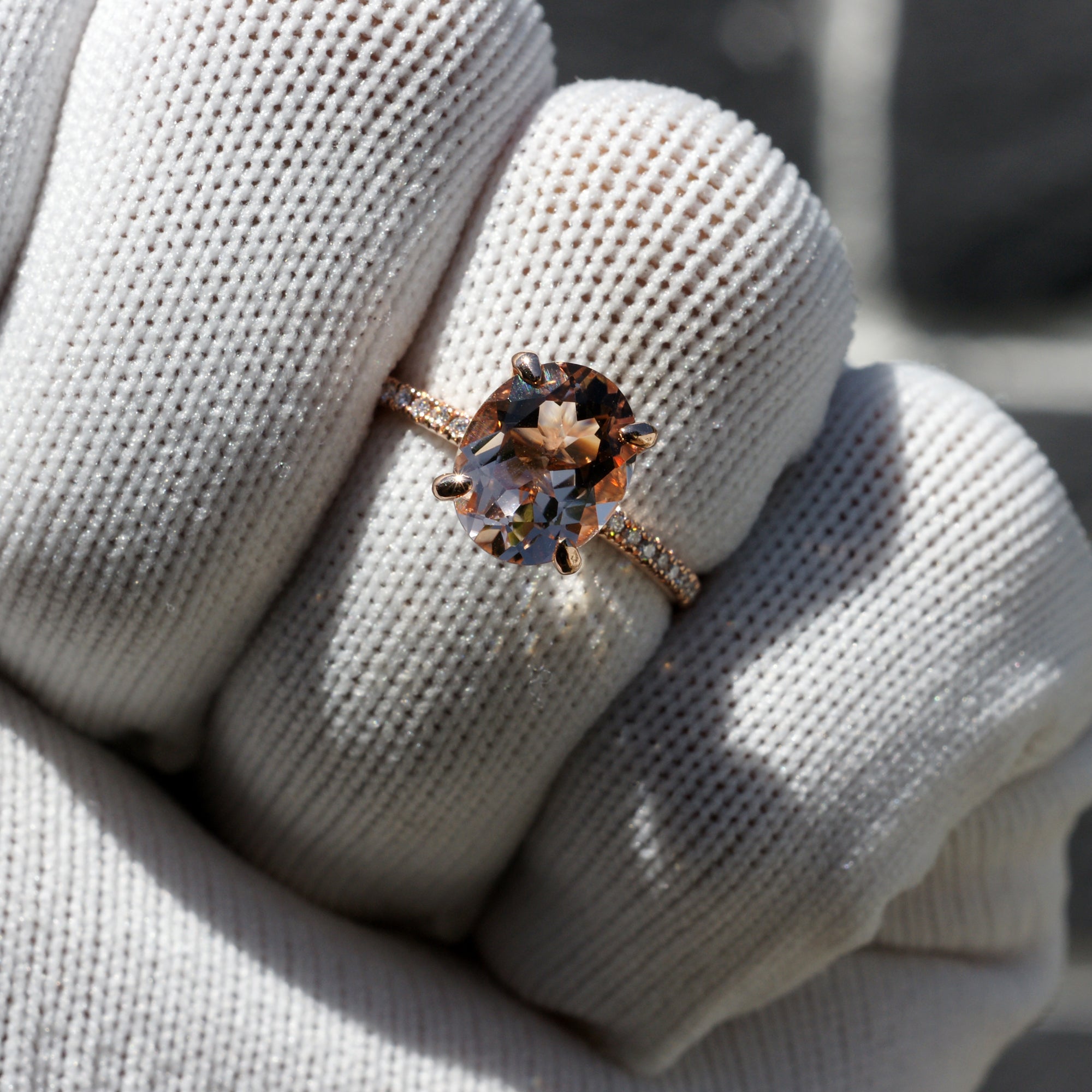 The Ava Oval Morganite Ring 10x8mm 14k Rose Gold (1.5mm band)