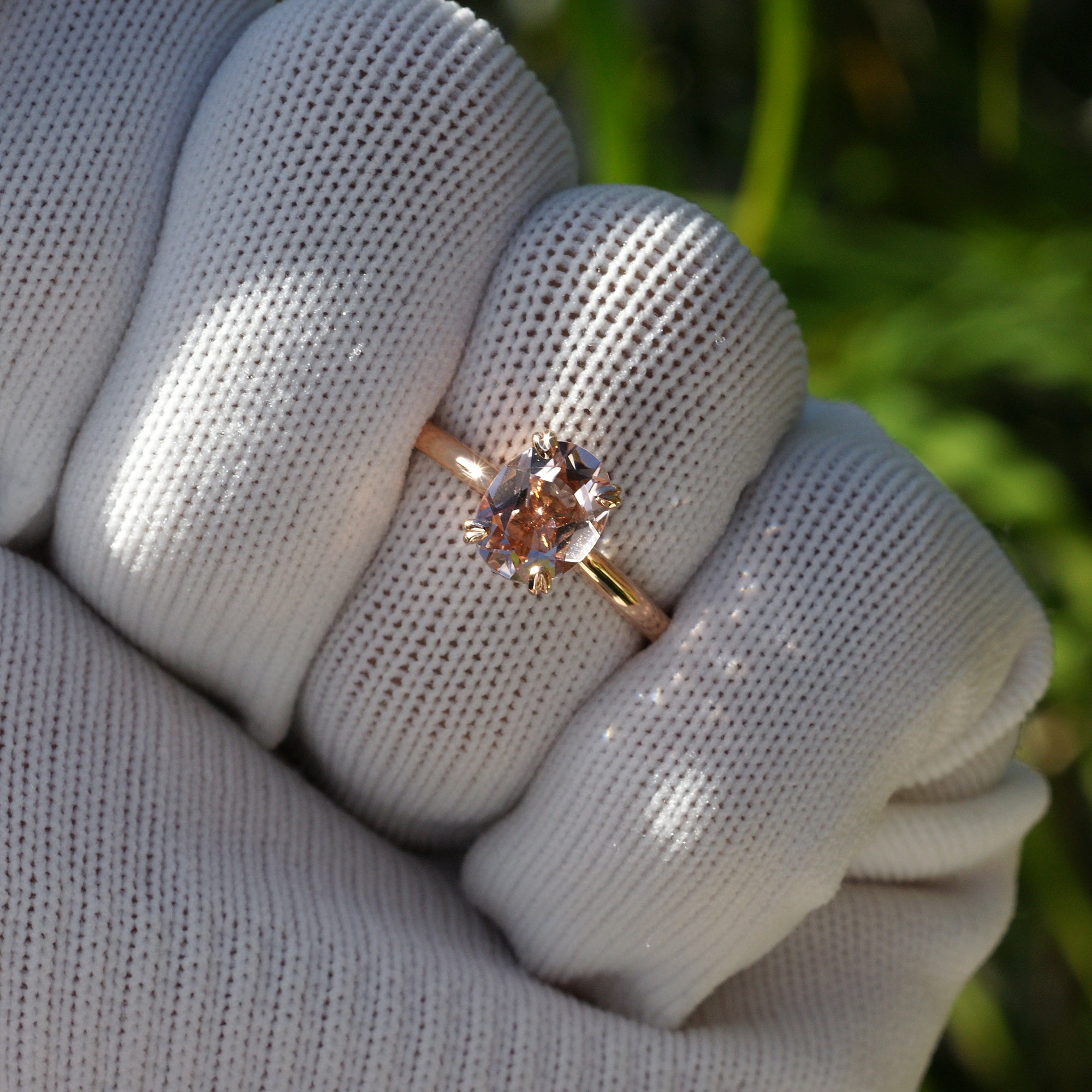 The Emily Oval Morganite Ring 9x7mm 14k Rose Gold