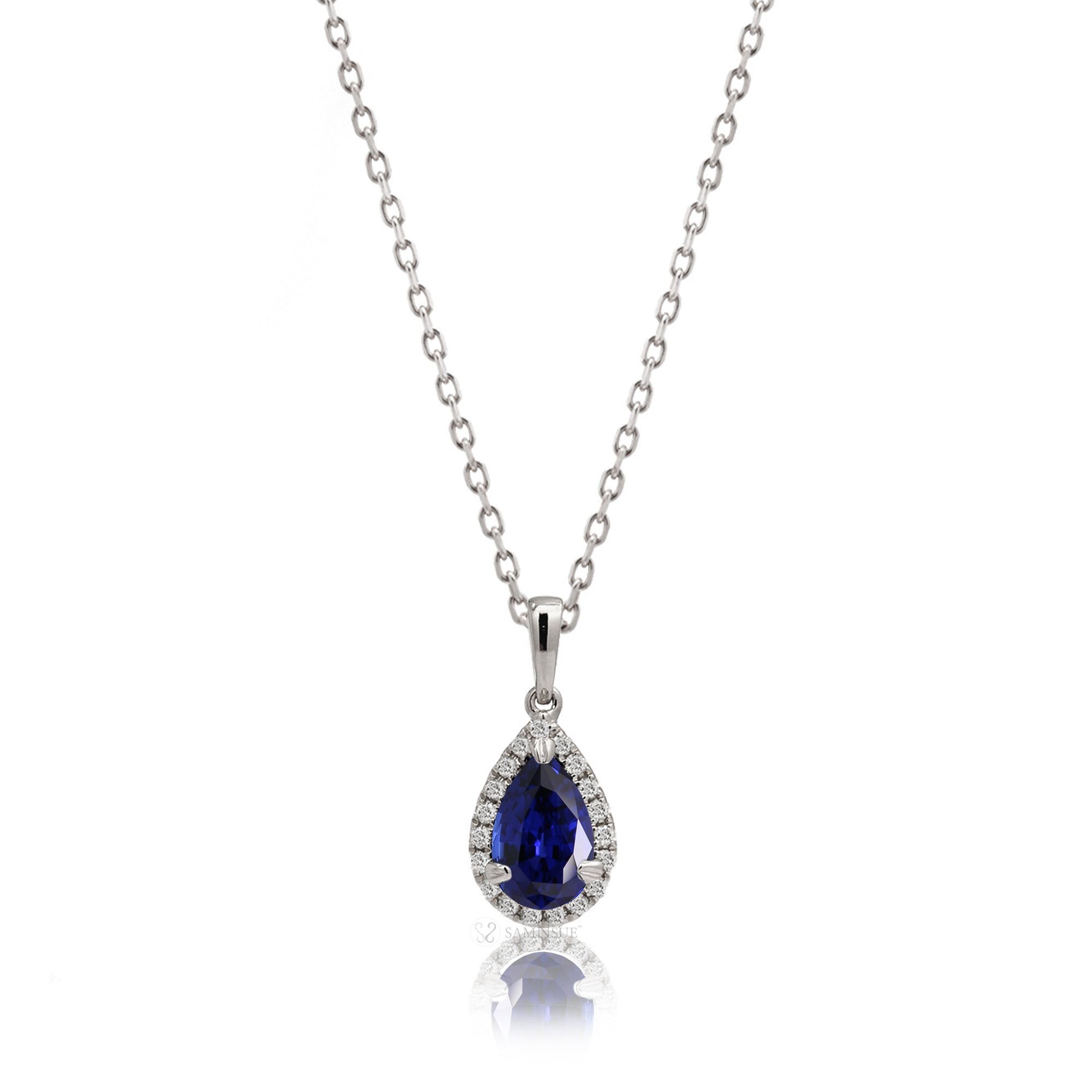 The Signature Pear Blue Sapphire Pendant