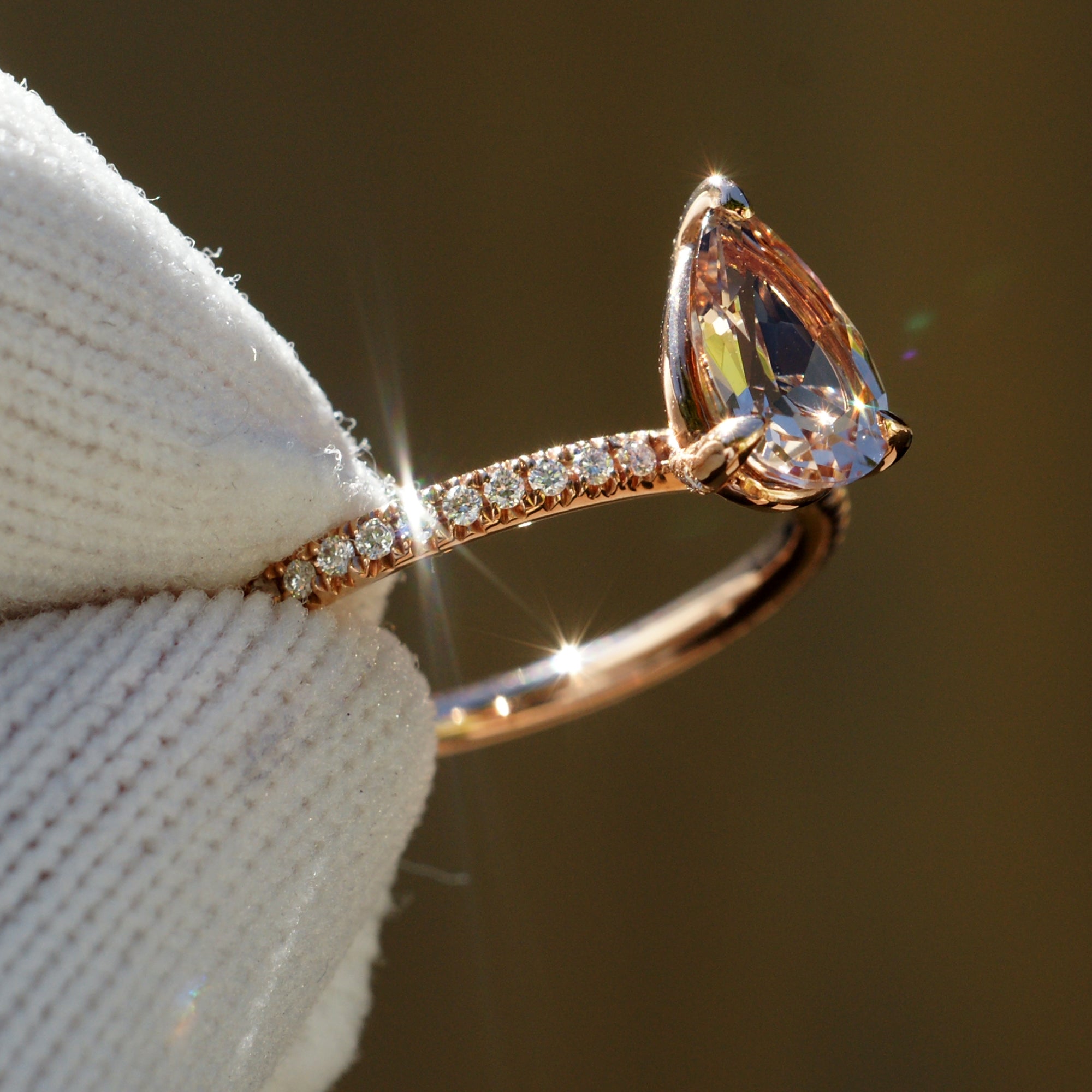 The Pear Ava Morganite Ring 14k Rose Gold 9x6mm
