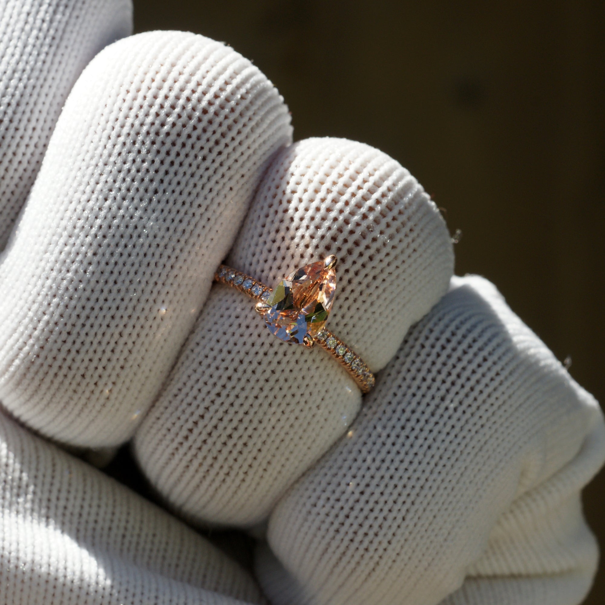 The Pear Ava Morganite Ring 14k Rose Gold 9x6mm