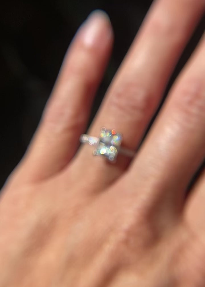 Radiant Moissanite Ring In White Gold - The Ava 1.5 carat