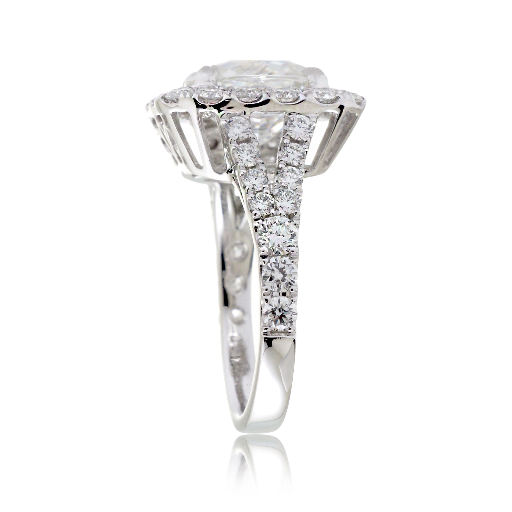 Radiant-Cut Lab Diamond Halo Engagement Ring with Split Band – The Meghan in White Gold