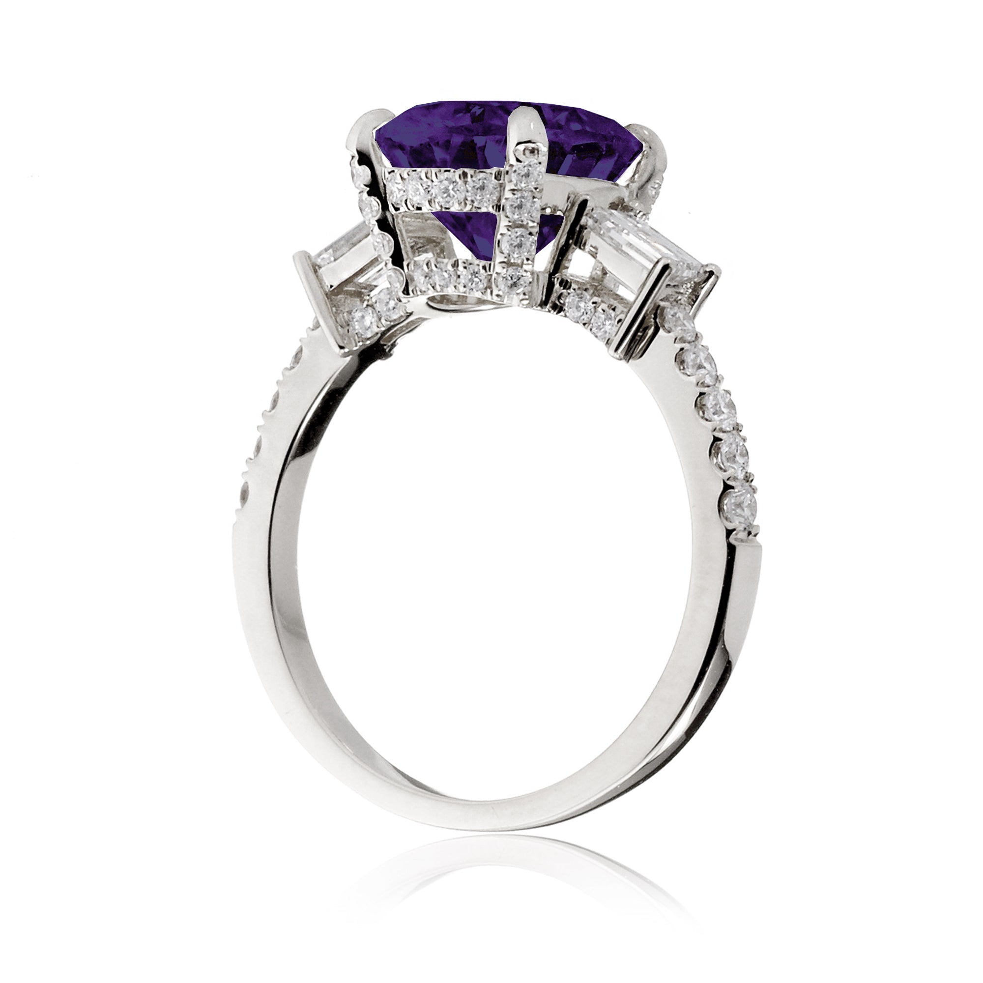 Oval Amethyst Engagement Ring with Diamond Accents – The Rey in White Gold