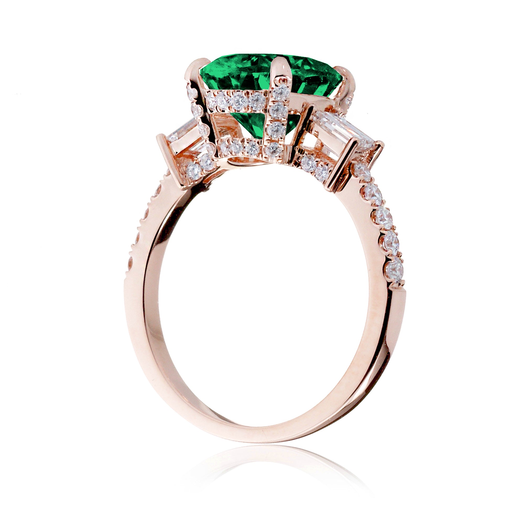 Oval Emerald Engagement Ring with Diamond Accents – The Rey in Rose Gold