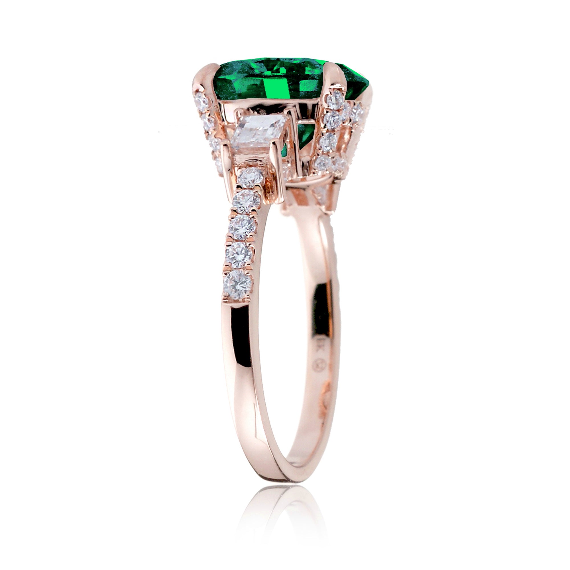 Oval Emerald Engagement Ring with Diamond Accents – The Rey in Rose Gold