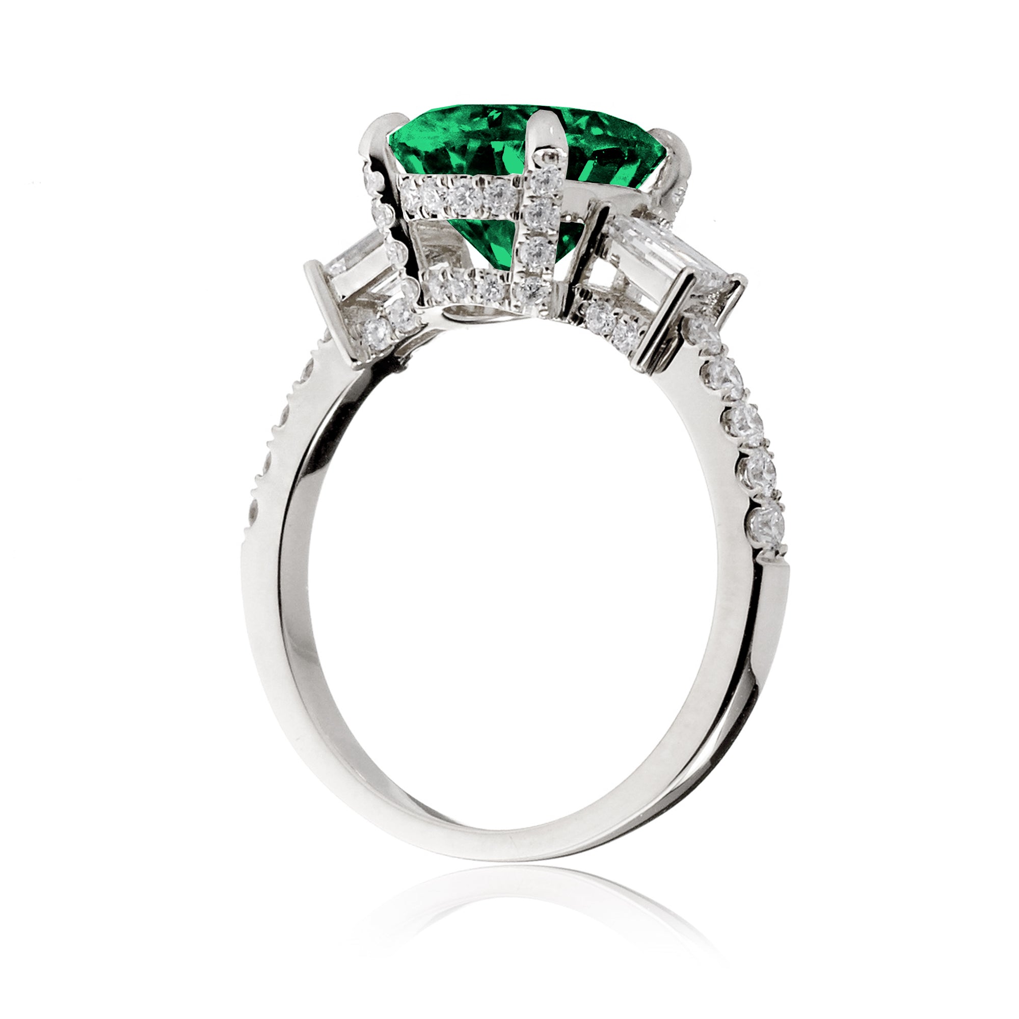 Oval Emerald Engagement Ring with Diamond Accents – The Rey in White Gold