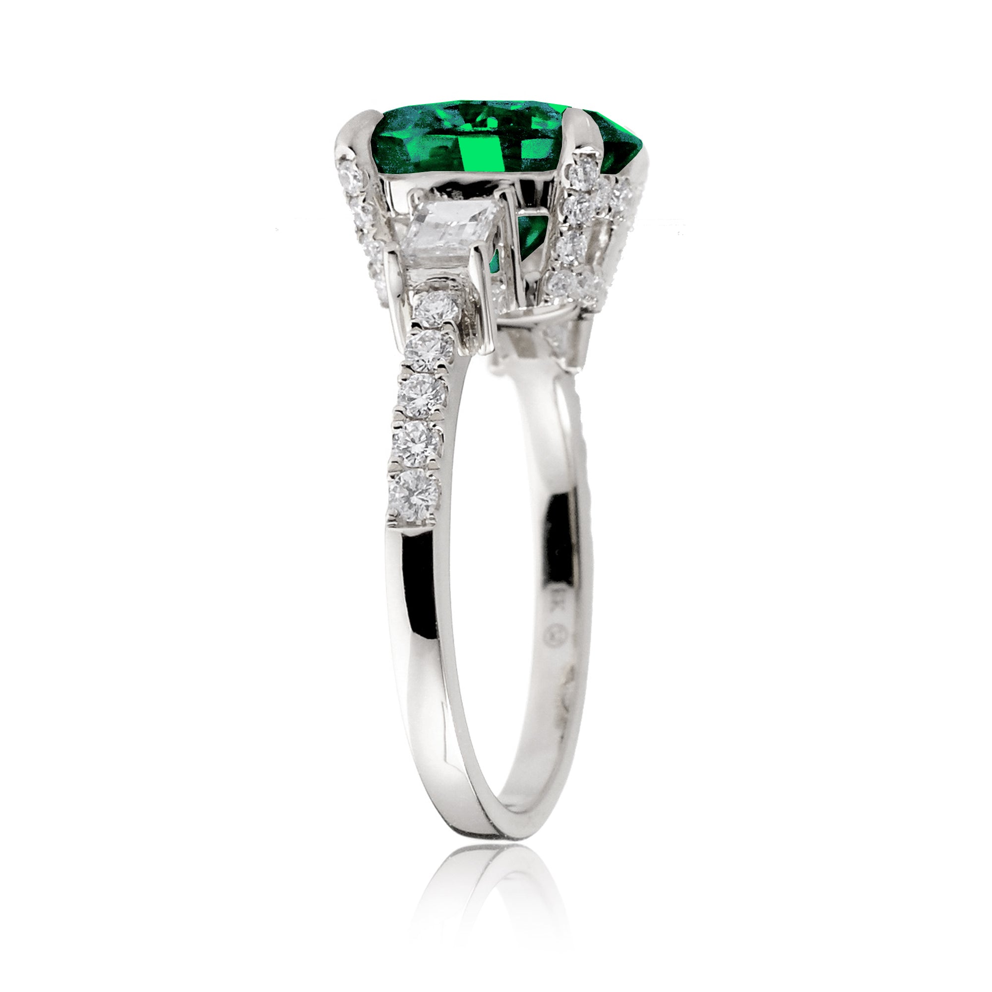 Oval Emerald Engagement Ring with Diamond Accents – The Rey in White Gold
