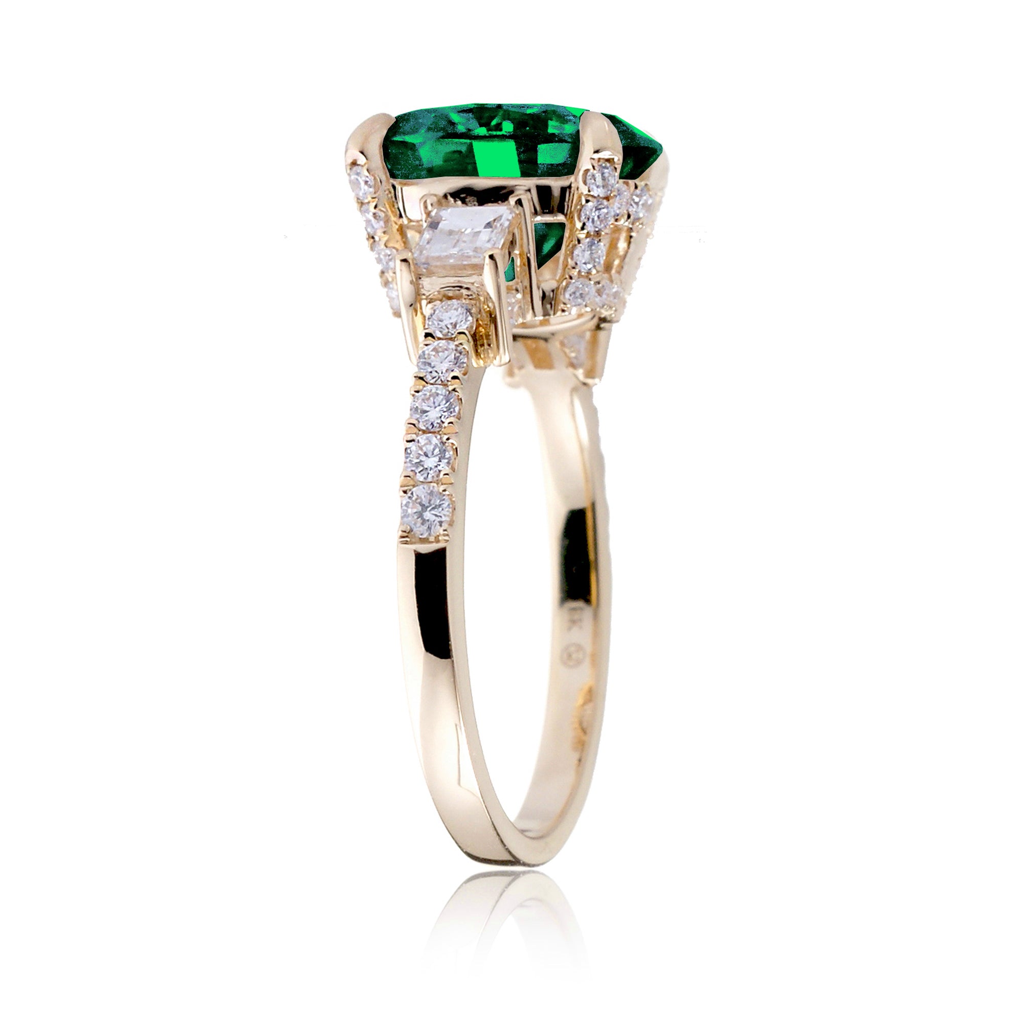 Oval Emerald Engagement Ring with Diamond Accents – The Rey in Yellow Gold