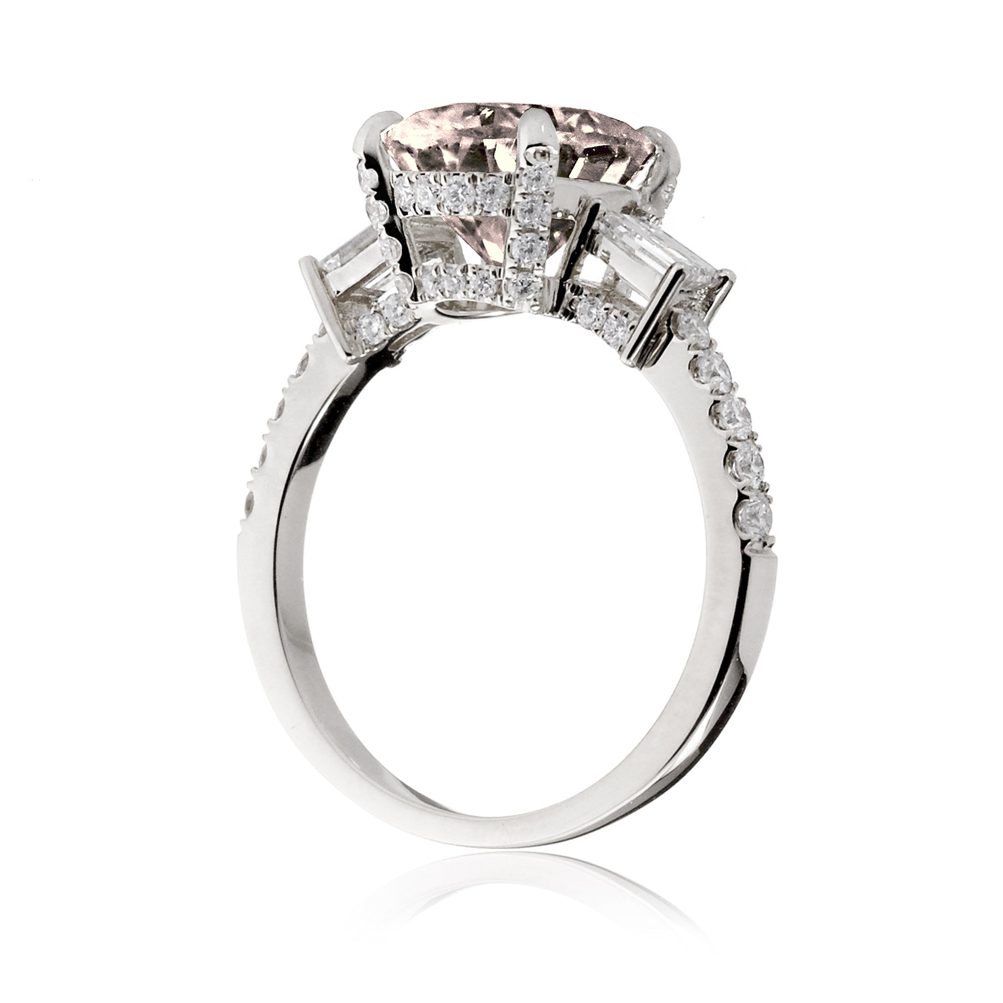 Oval Morganite Engagement Ring with Diamond Accents – The Rey in White Gold