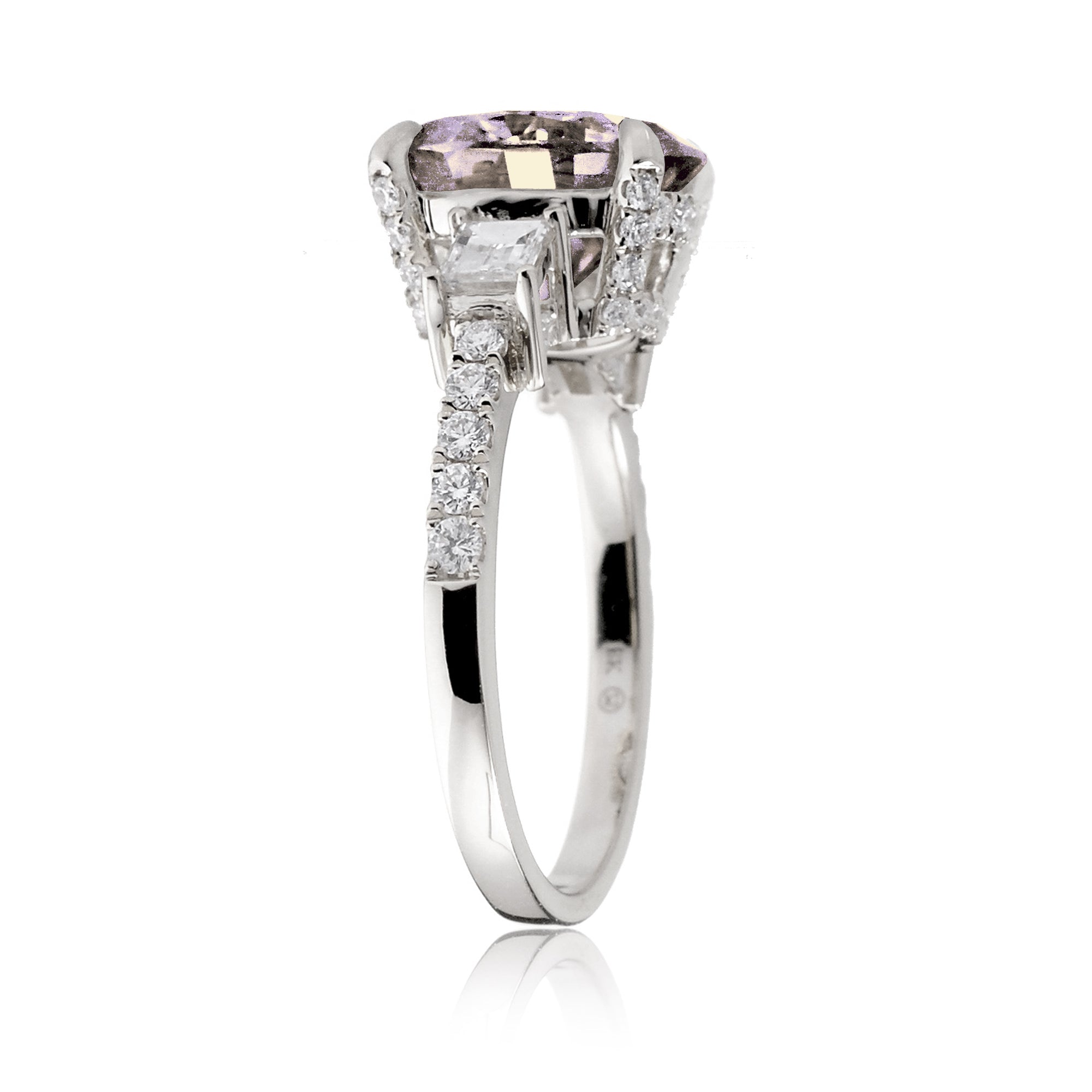 Oval Morganite Engagement Ring with Diamond Accents – The Rey in White Gold