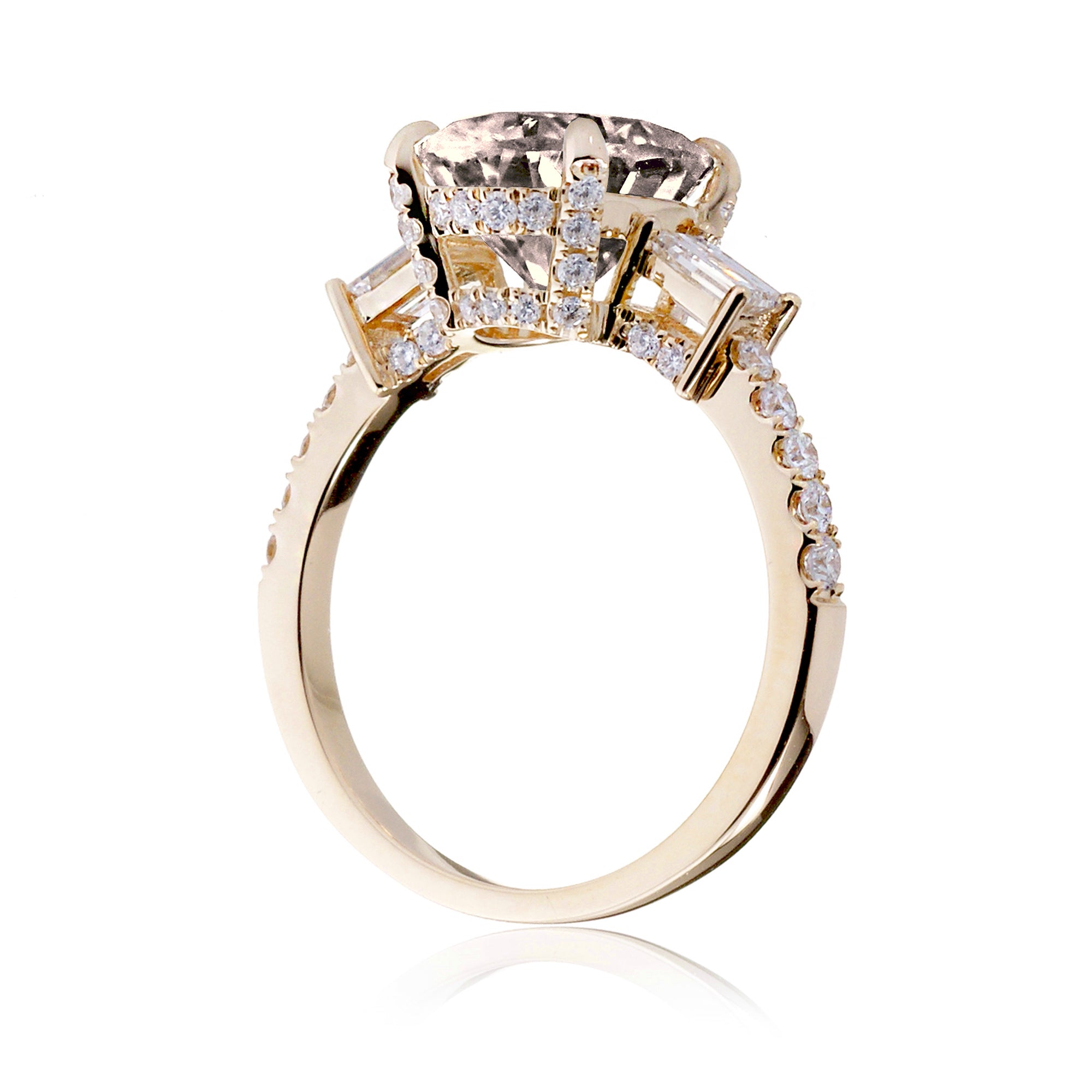 Oval Morganite Engagement Ring with Diamond Accents – The Rey in Yellow Gold