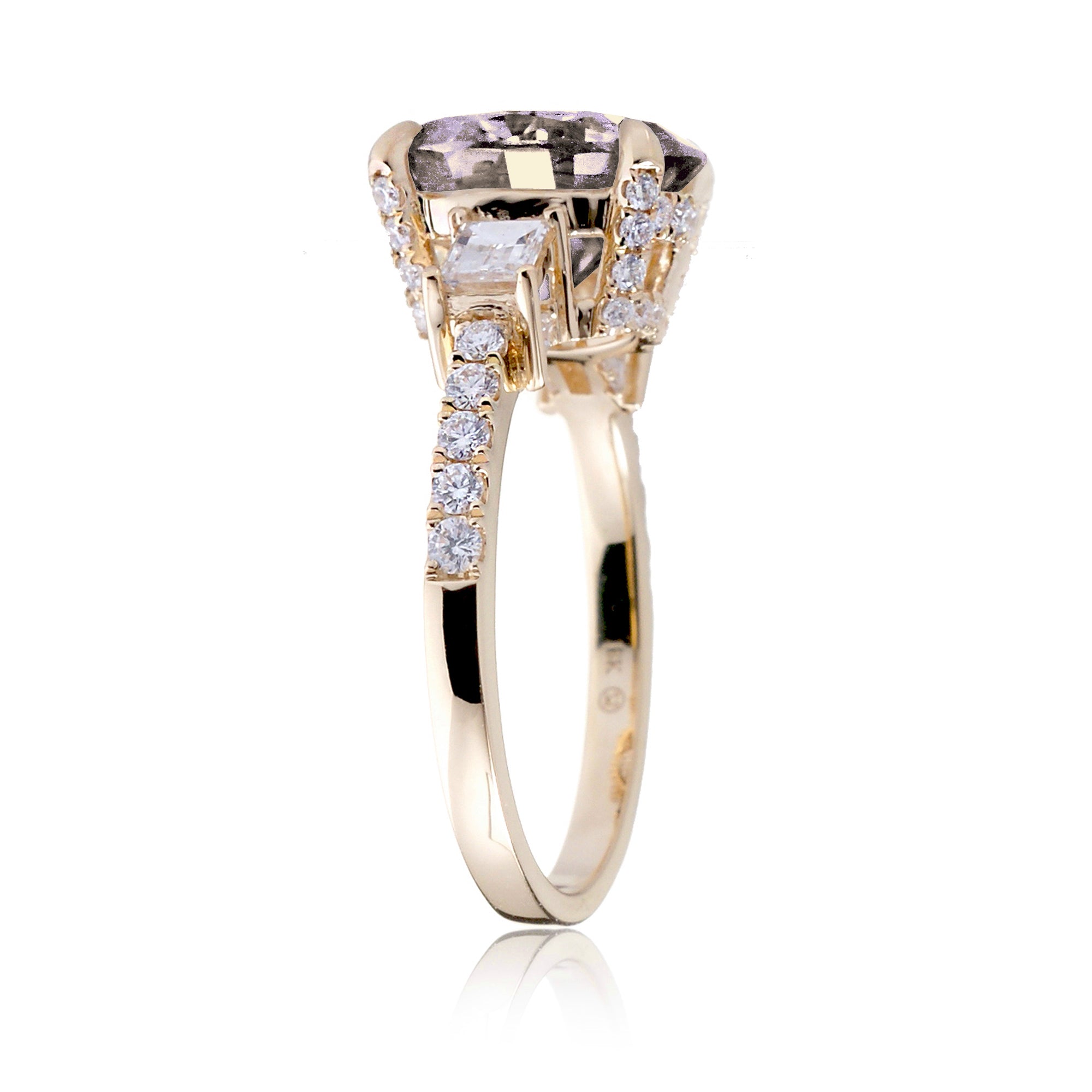Oval Morganite Engagement Ring with Diamond Accents – The Rey in Yellow Gold