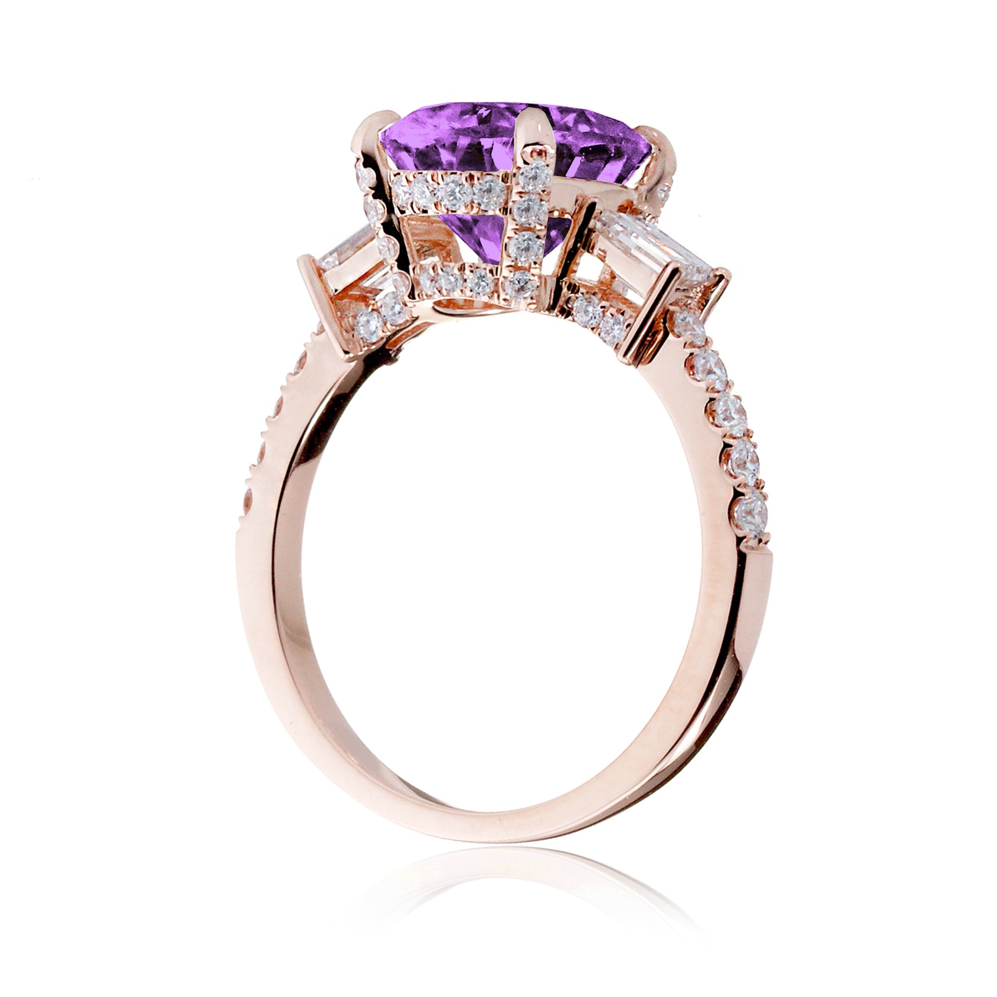 Oval Purple Sapphire Engagement Ring with Diamond Accents – The Rey in Rose Gold
