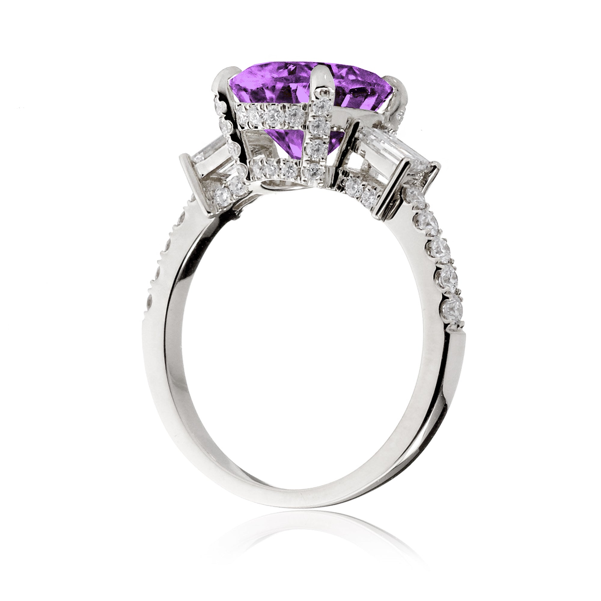 Oval Purple Sapphire Engagement Ring with Diamond Accents – The Rey in White Gold