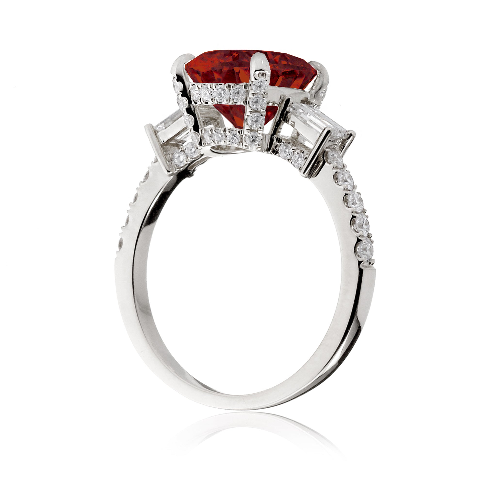 Oval Ruby Engagement Ring with Diamond Accents – The Rey in White Gold