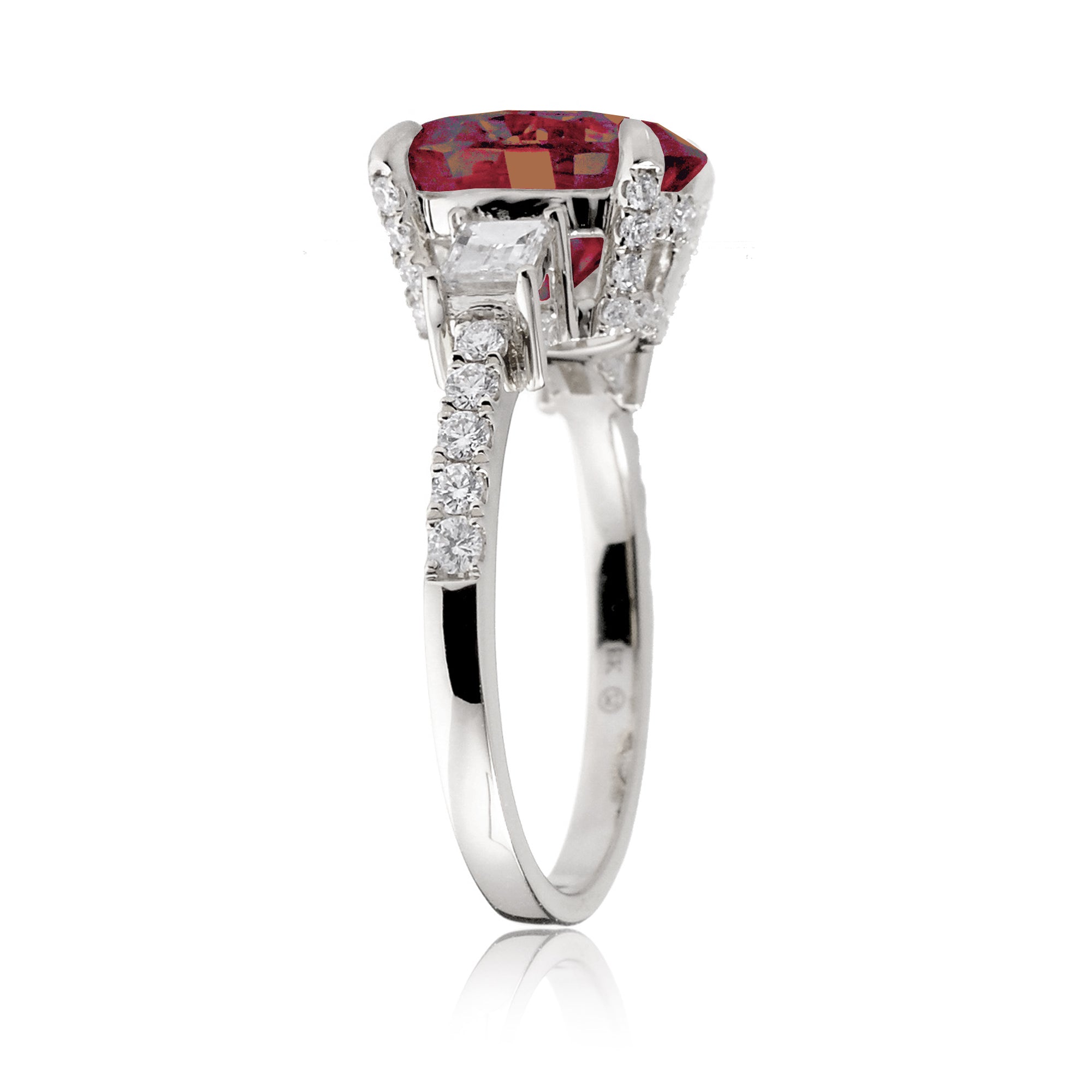 Oval Ruby Engagement Ring with Diamond Accents – The Rey in White Gold