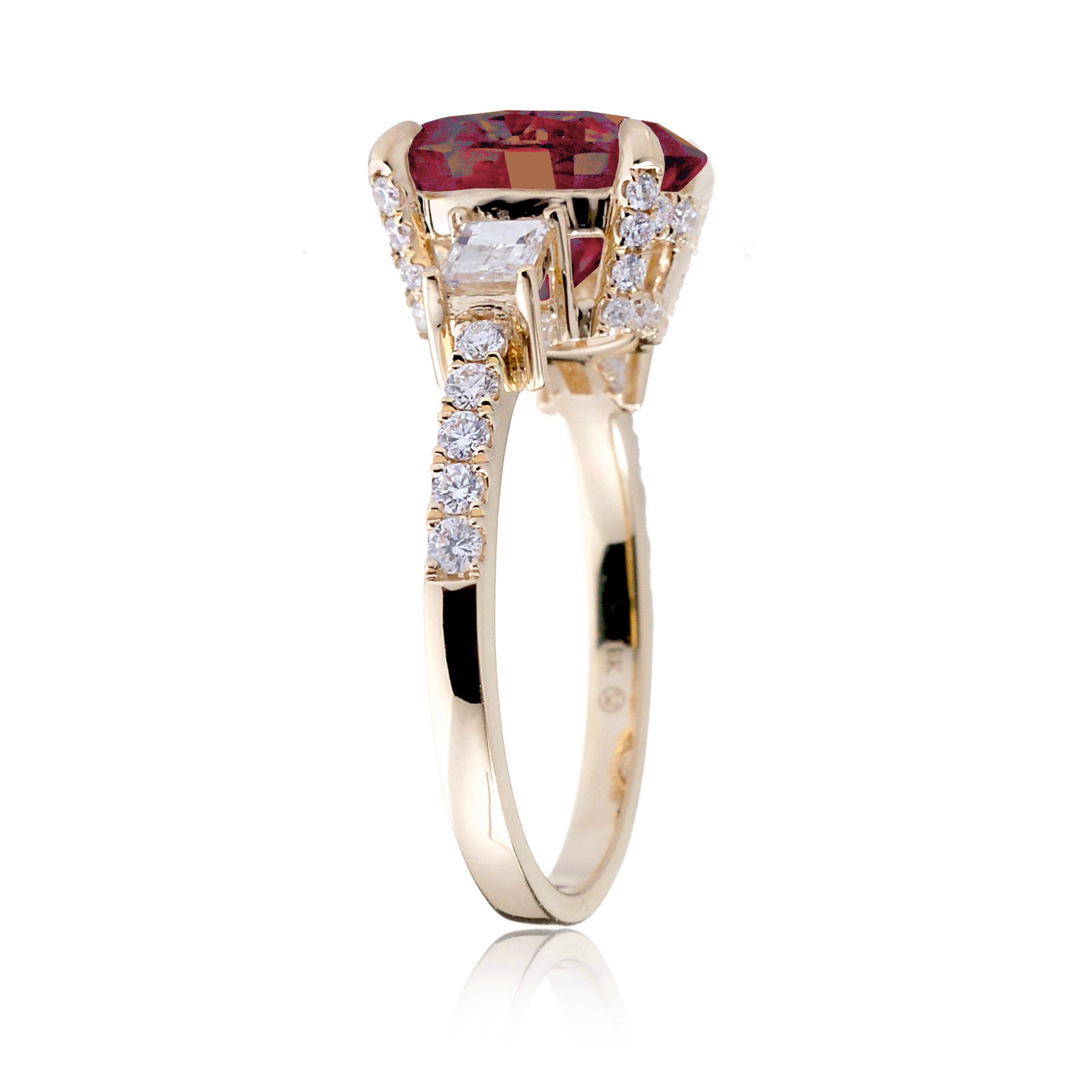 Oval Ruby Engagement Ring with Diamond Accents – The Rey in Yellow Gold