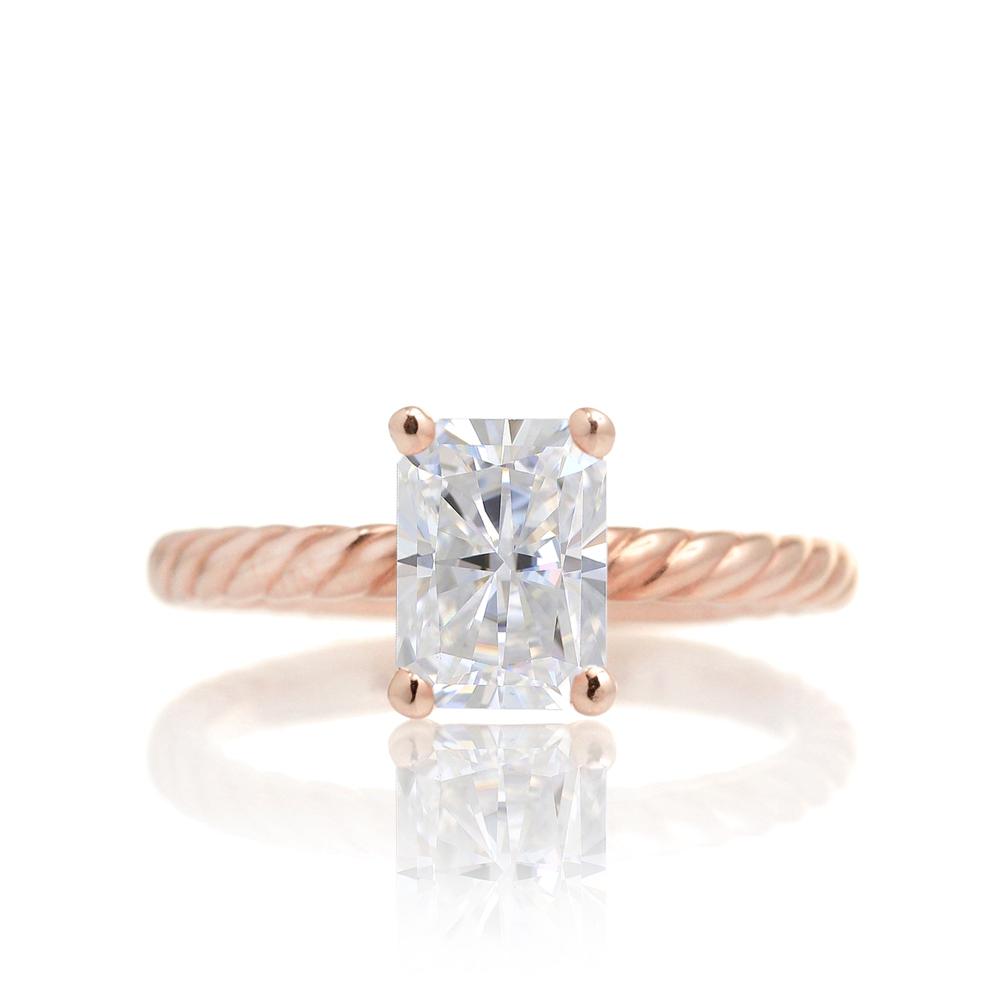 Rope Solitaire Radiant Moissanite Ring