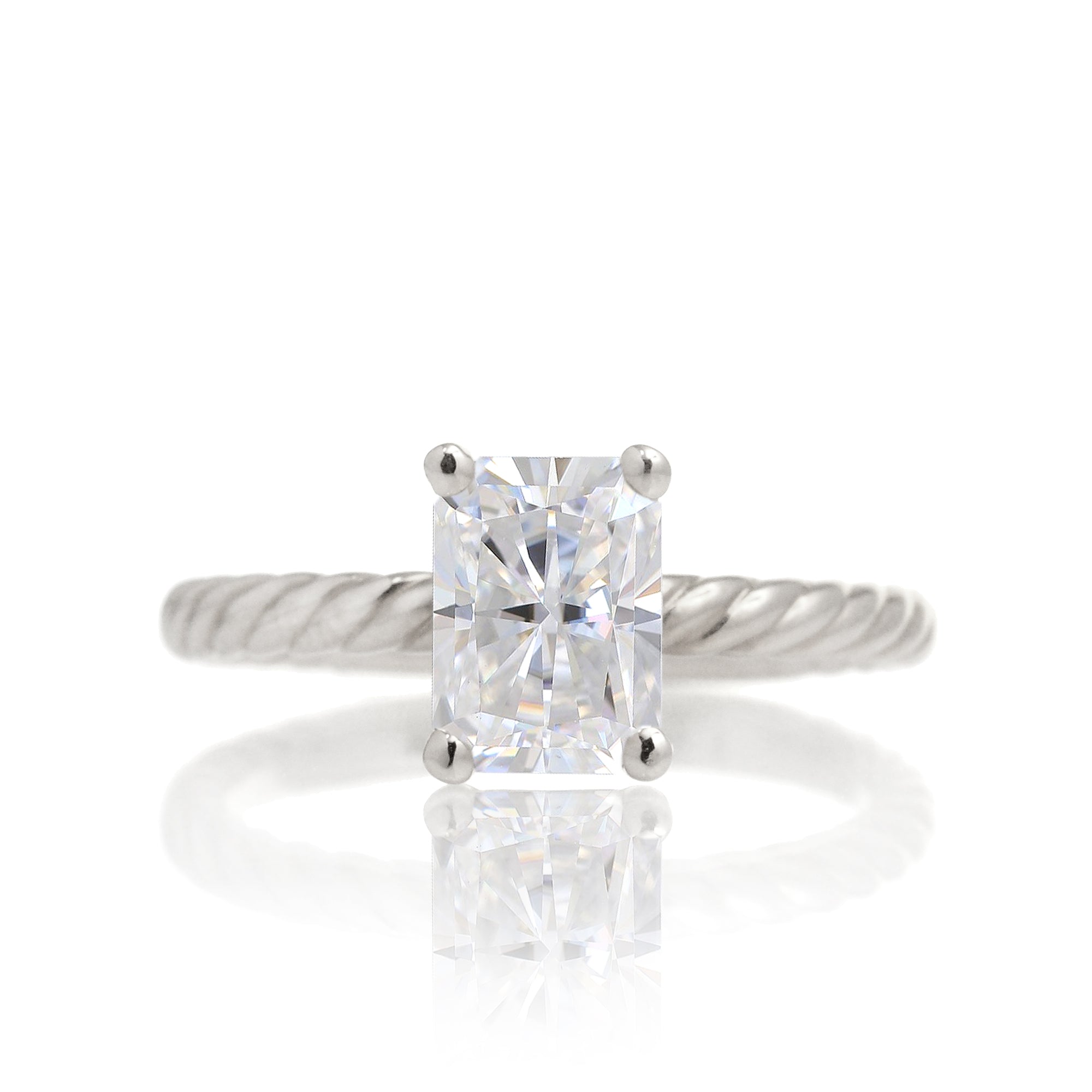 Rope Solitaire Radiant Moissanite Ring