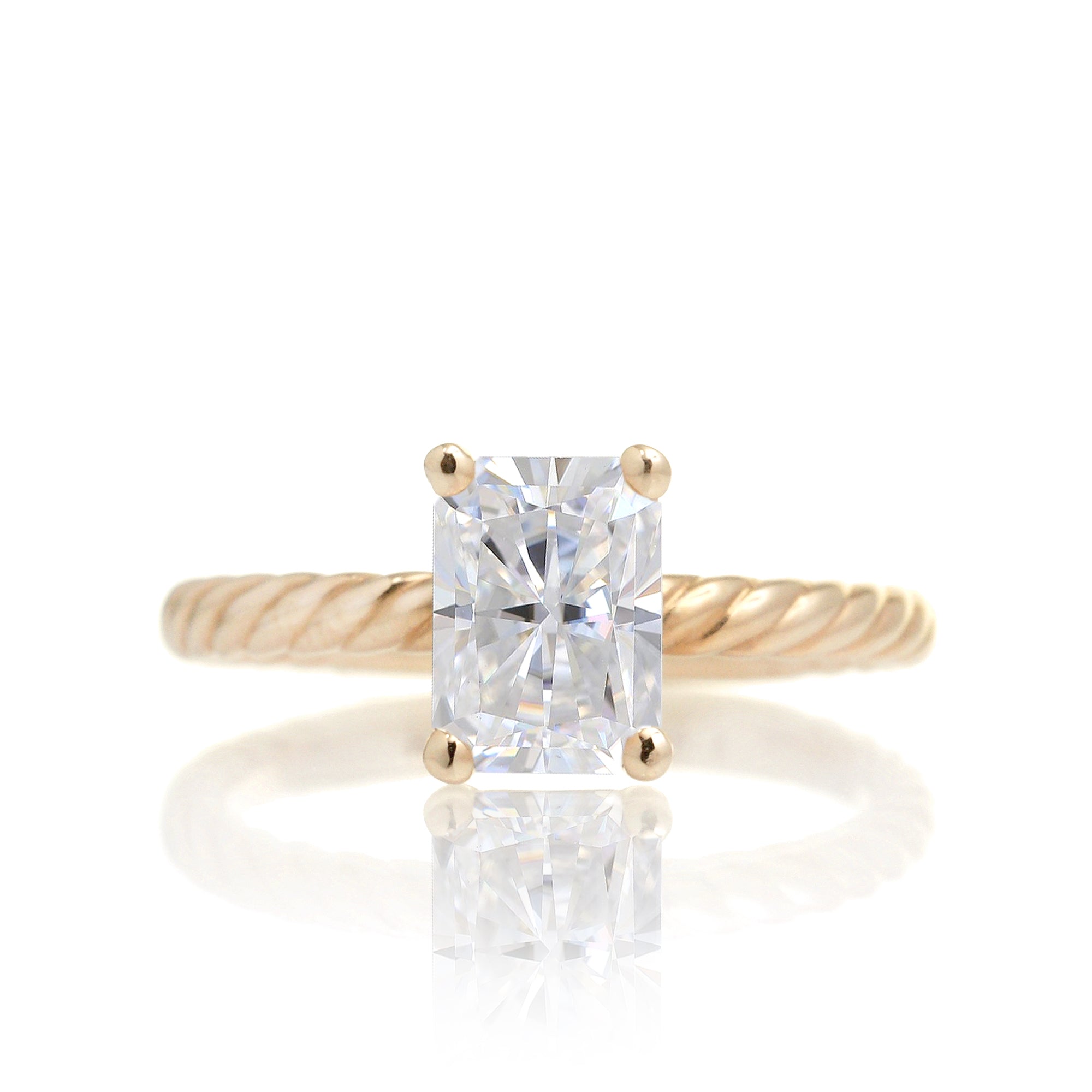 Twist Rope Solitaire Radiant Moissanite Ring