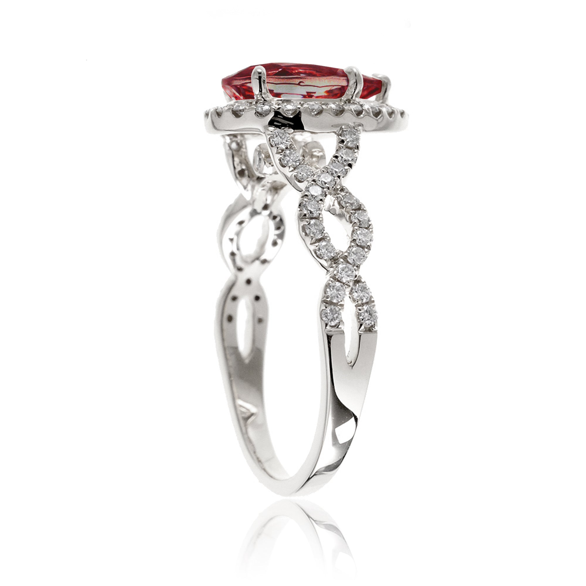 Ruby diamond twist band ring white gold