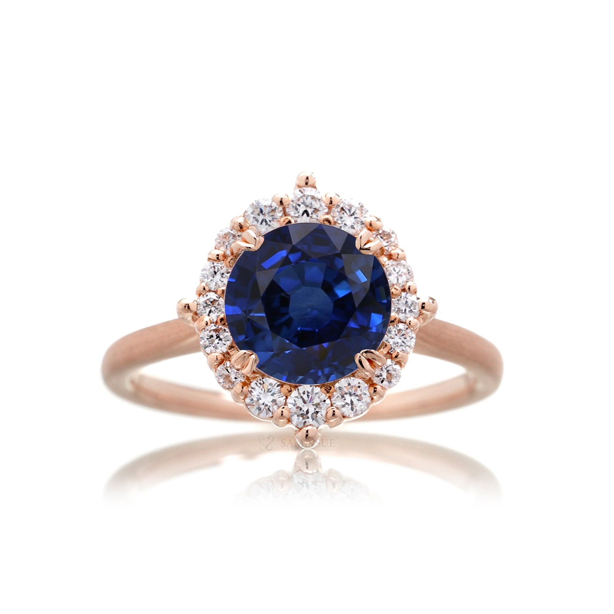 The Haley Round Cut Blue Sapphire Ring