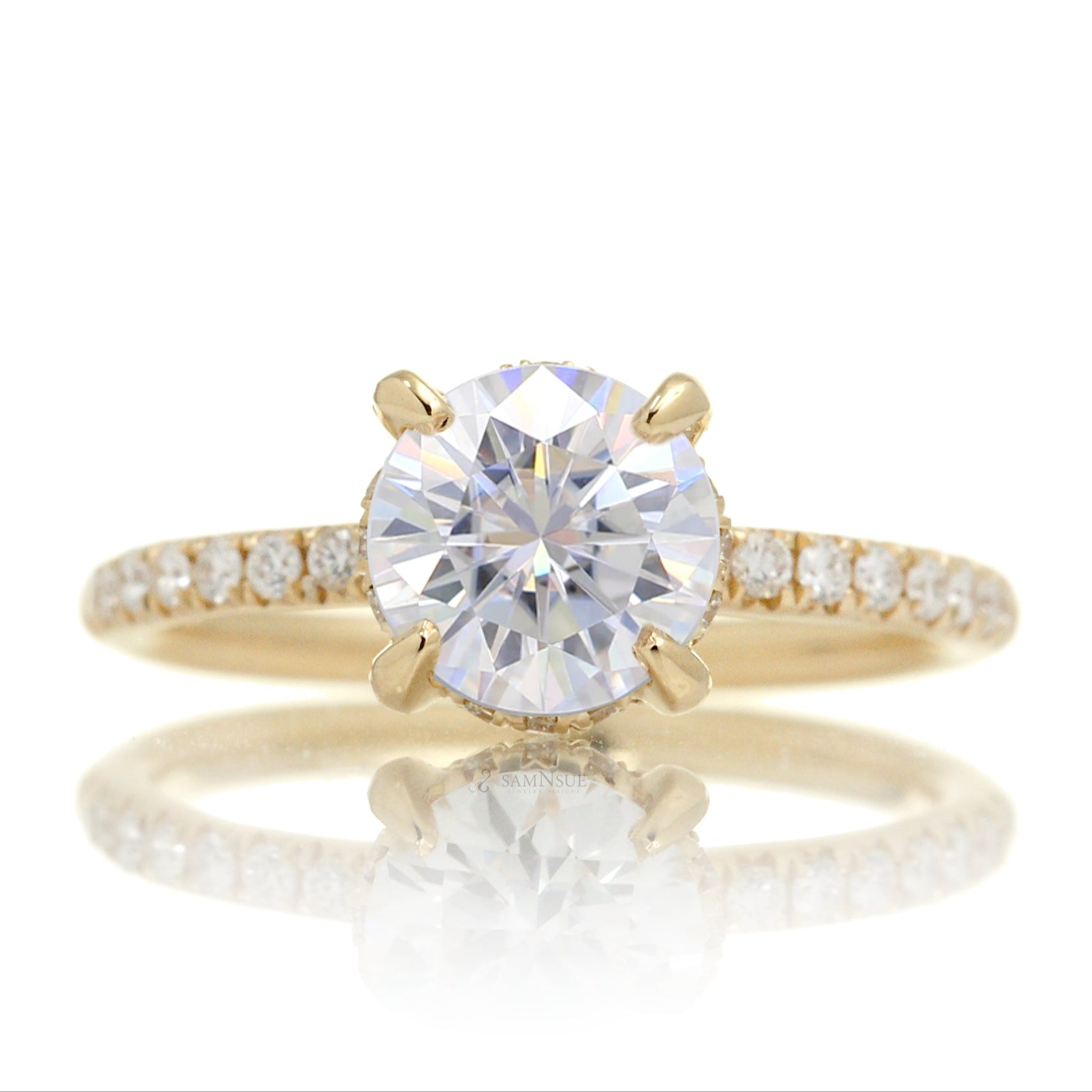 The Drenched Solitaire Round Moissanite Ring