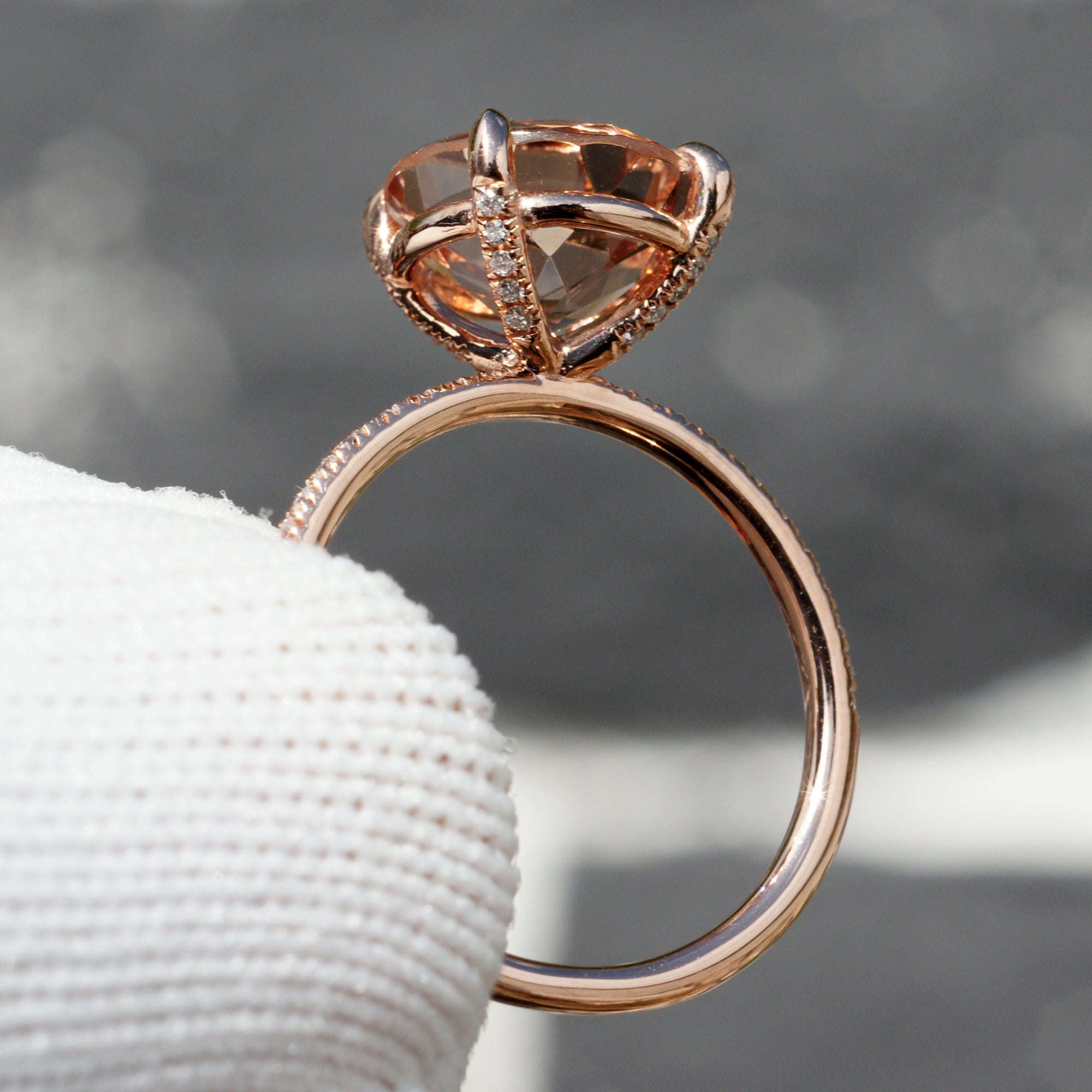 The Ava Round Morganite Ring 10mm 14k Rose Gold (1.5mm band)