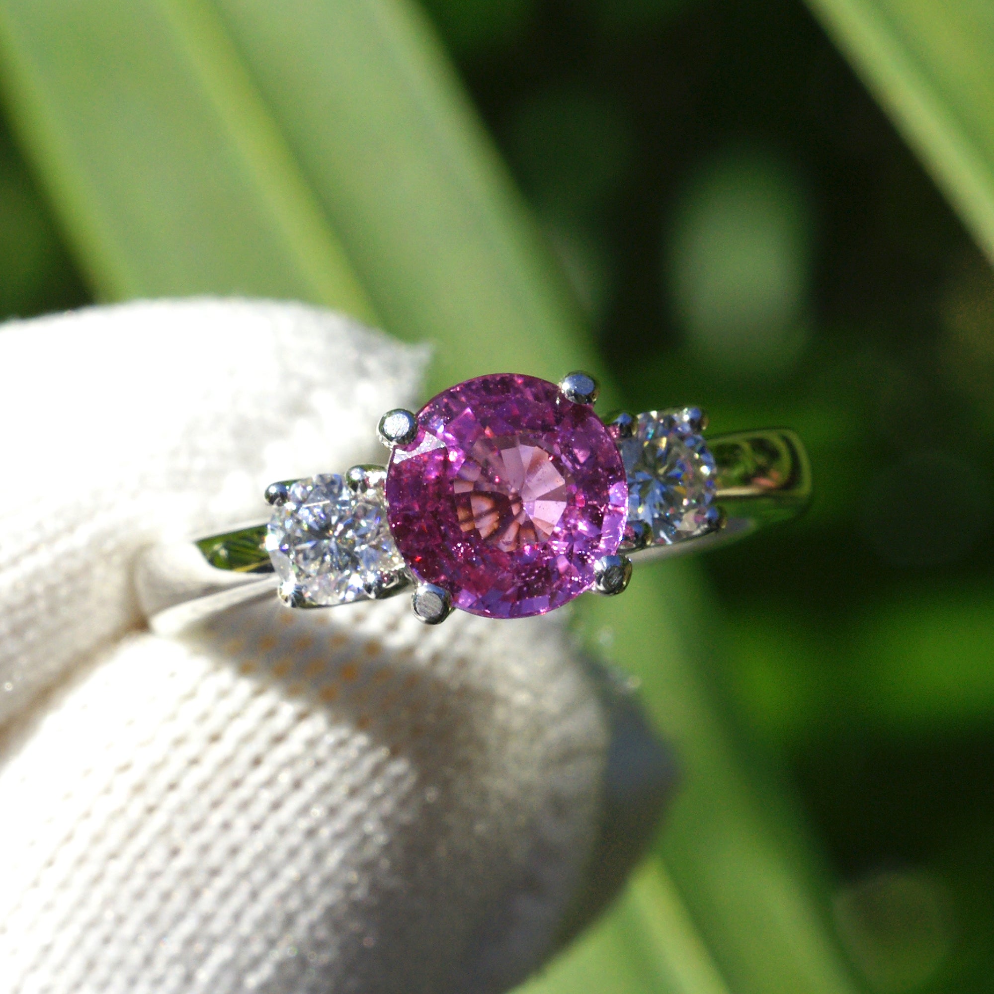 The Mandy Round Pink Sapphire Ring (7mm)