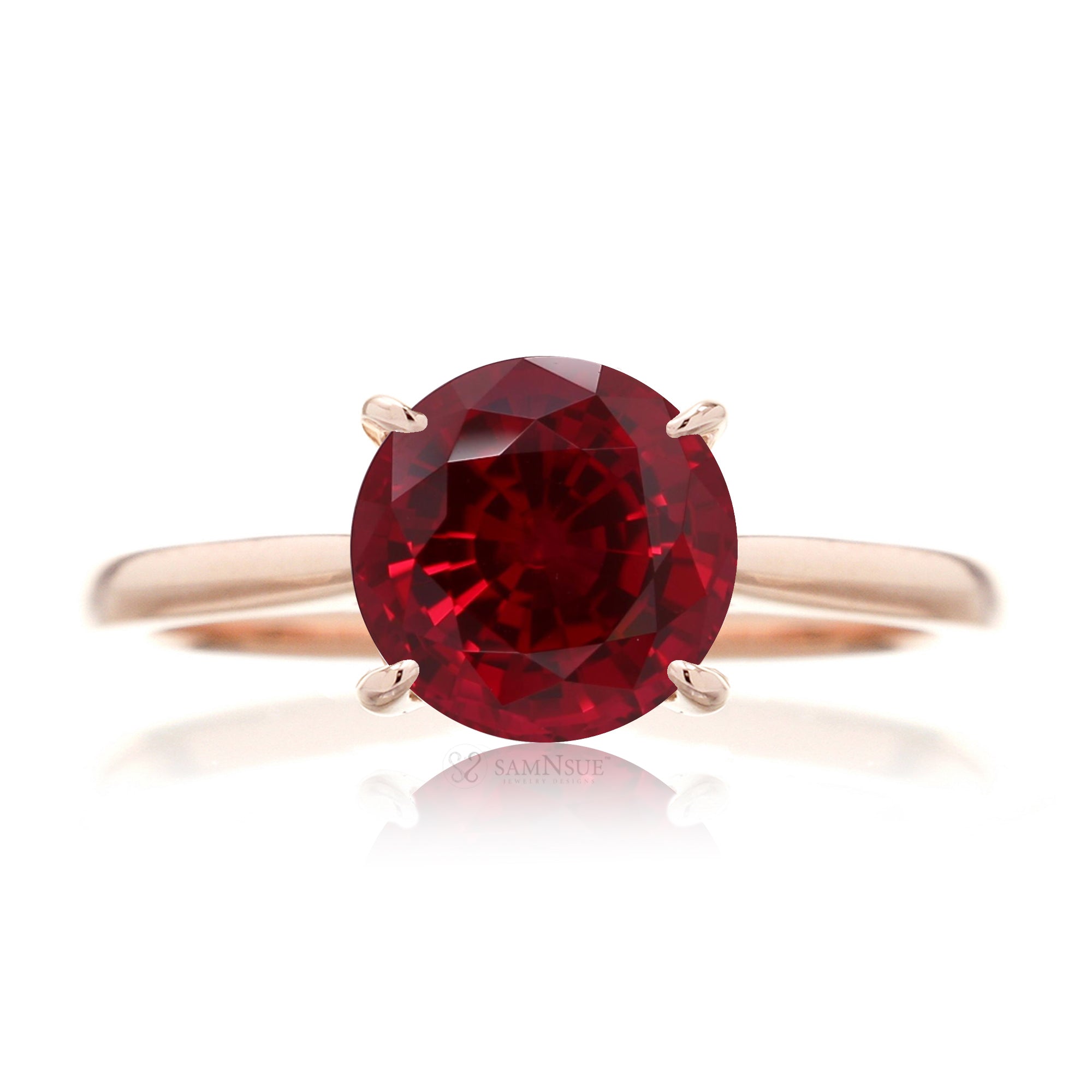 The Emily Round Ruby Ring (Lab-Grown)