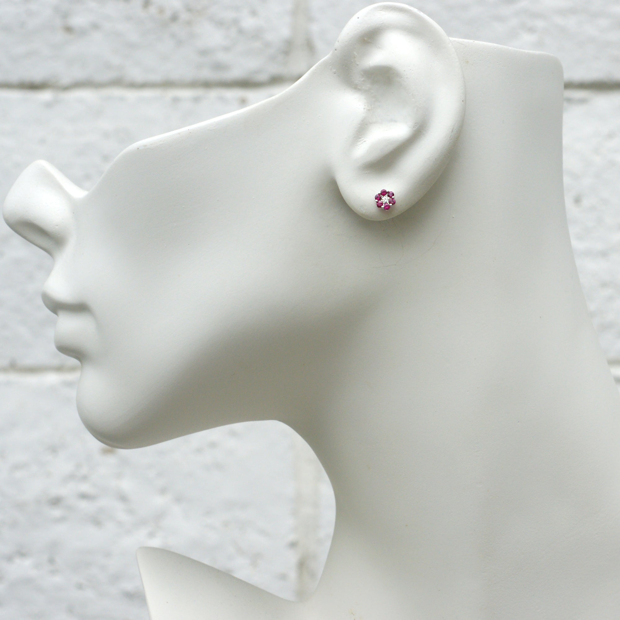 The Flower Ruby And Diamond Stud Earrings