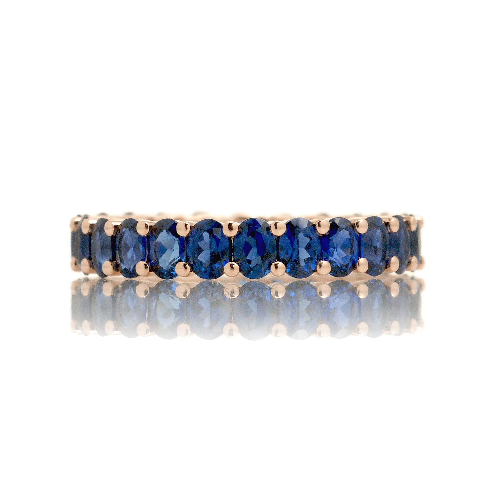 Oval Cut Sapphire Eternity Band 3 carats Rose Gold