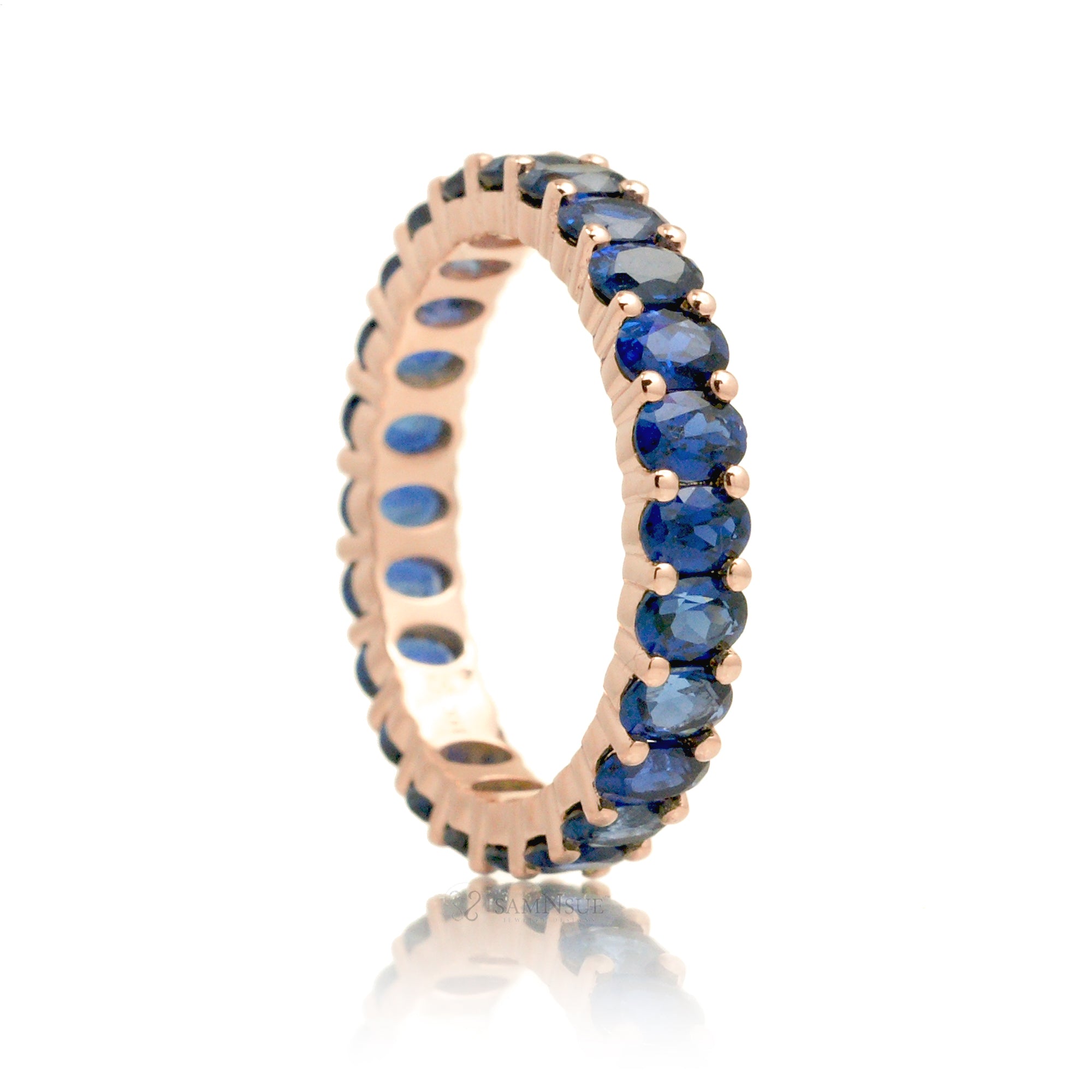 Oval Cut Sapphire Eternity Band 3 carats Rose Gold