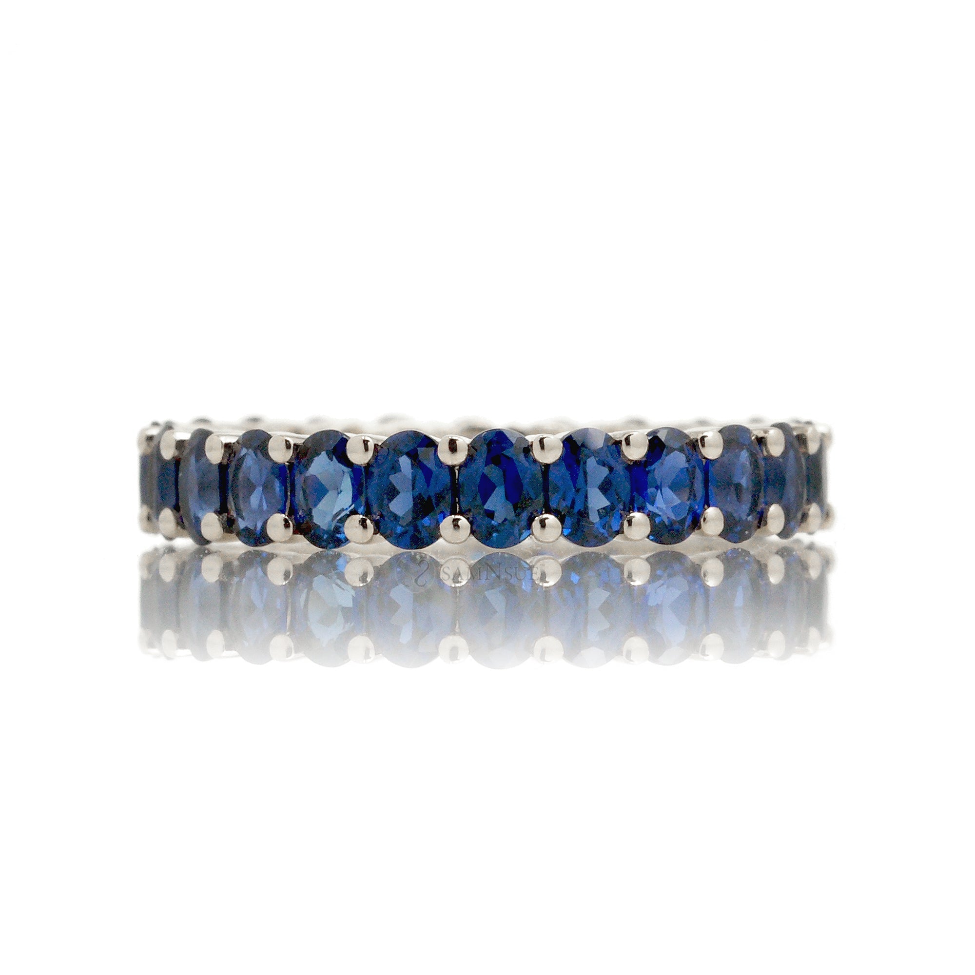 Oval Cut Sapphire Eternity Band 3 carats White Gold