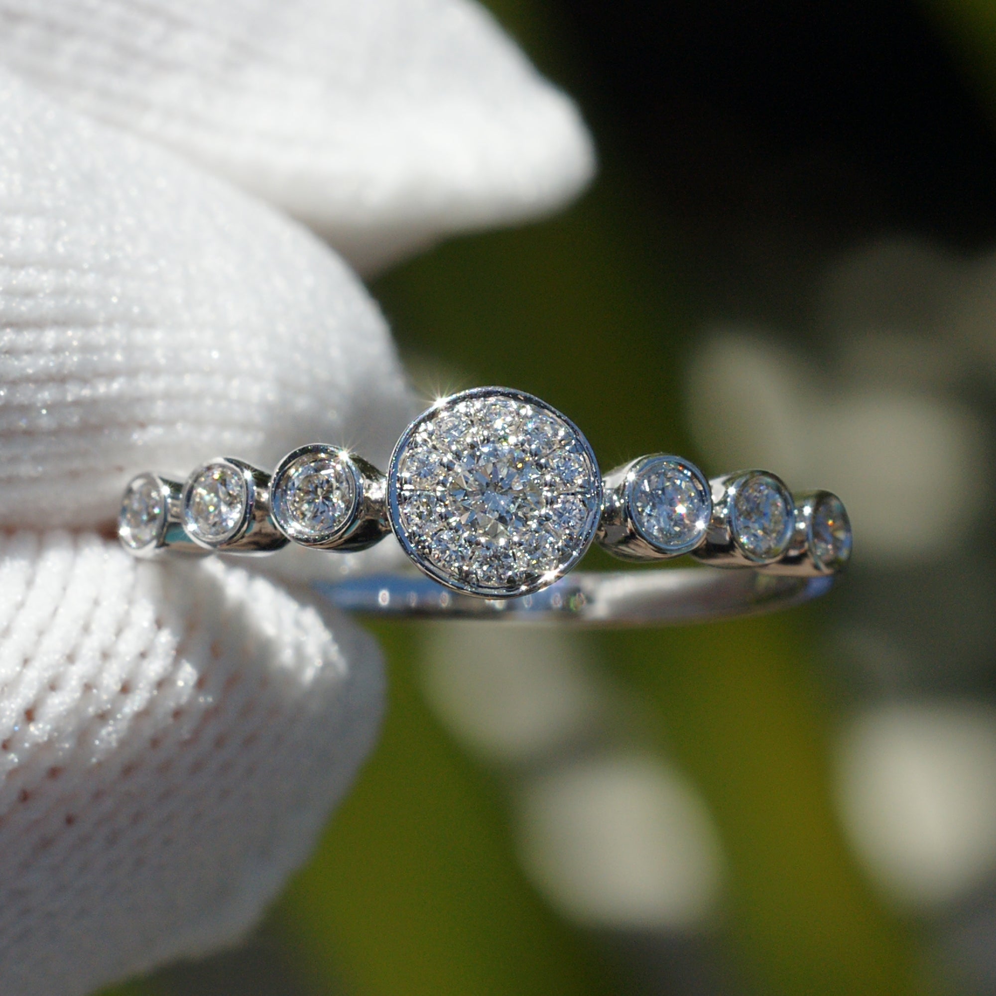 The Seven Stars Aligned Diamond Ring