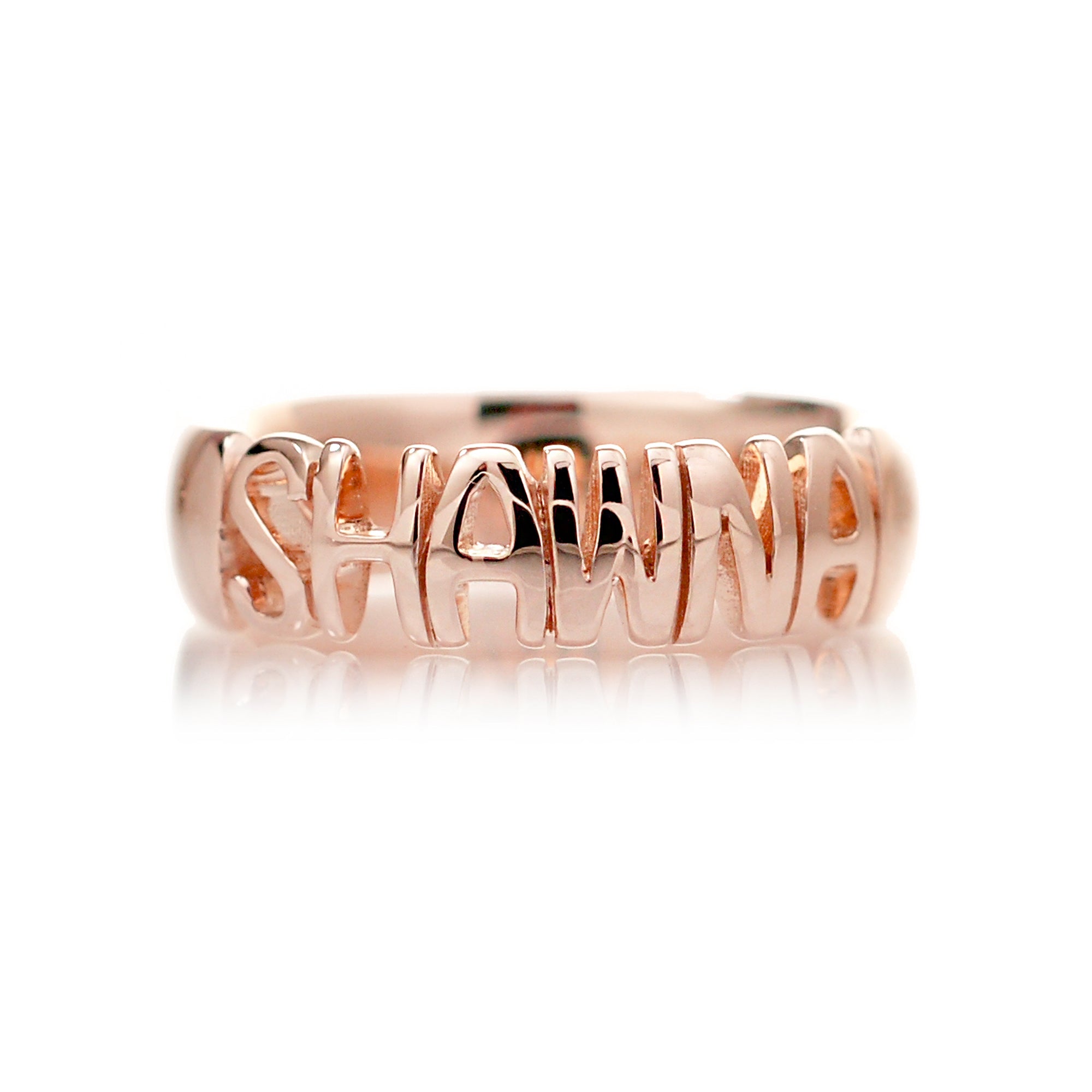 Namesake ring customize name on a band Shawna rose gold