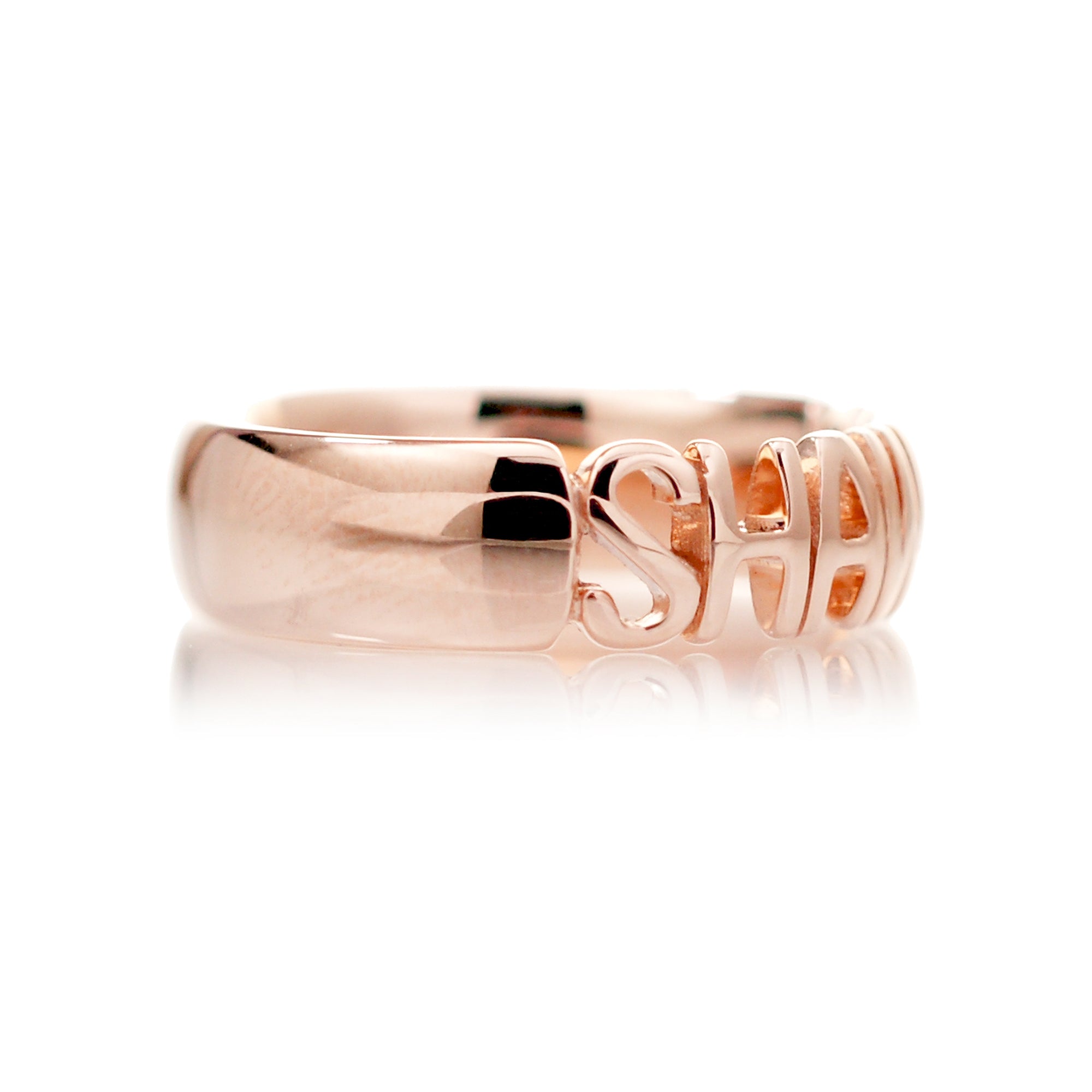 Namesake ring customize name on a band Shawna rose gold