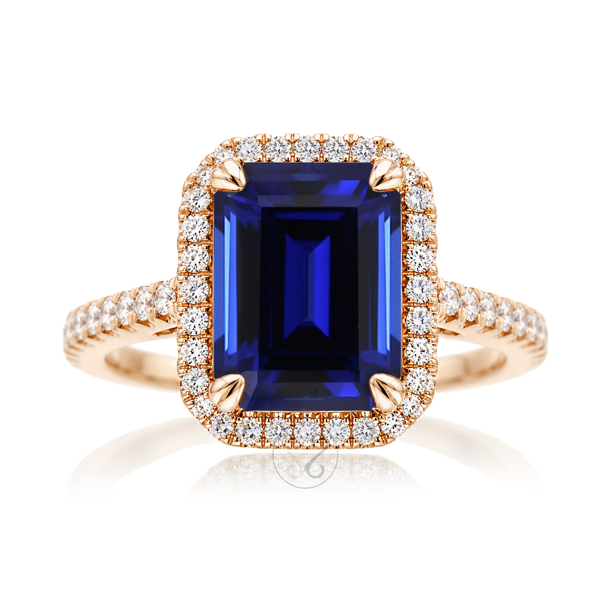 The Signature Emerald Cut Blue Sapphire Ring