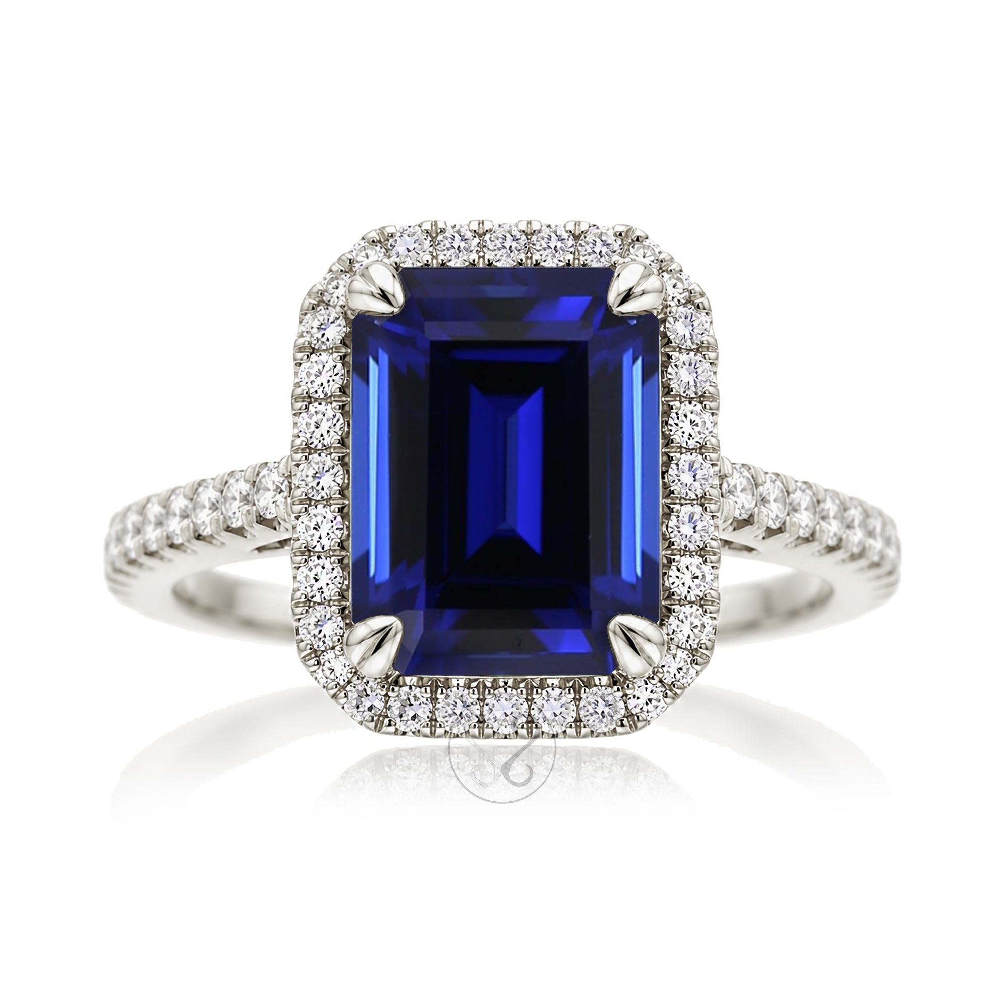 The Signature Emerald Cut Blue Sapphire Ring