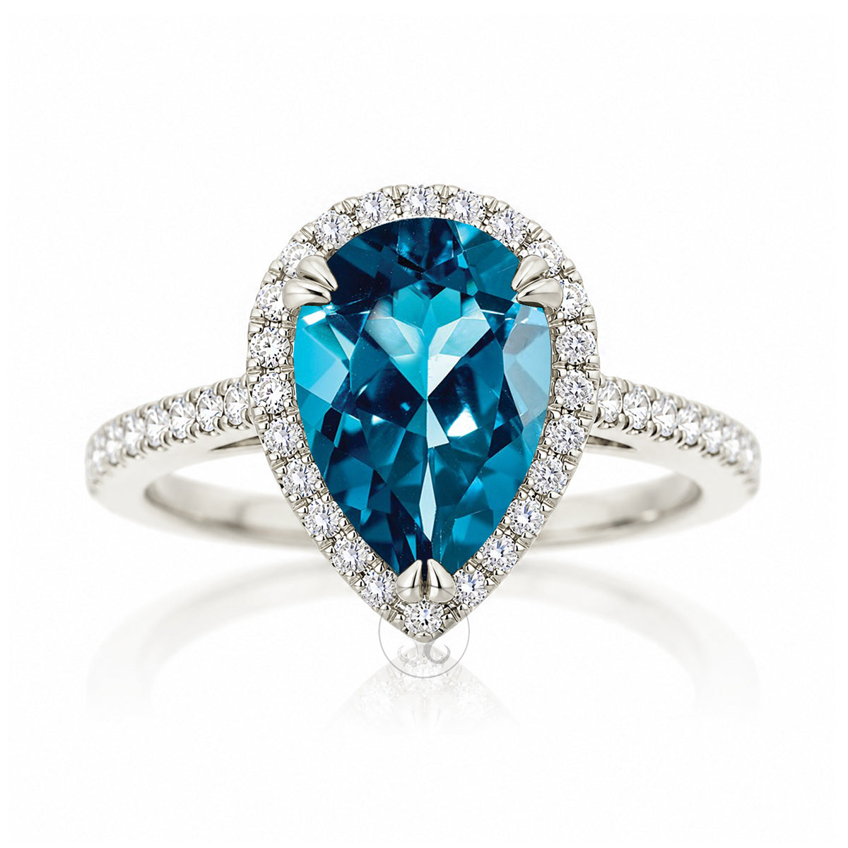 The Signature Pear London Blue Topaz Ring