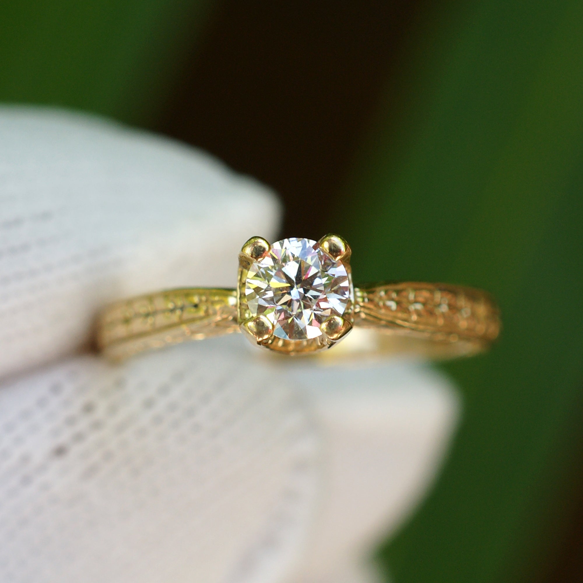 Vintage Solitaire Diamond Ring Euro Shank (0.42ct)