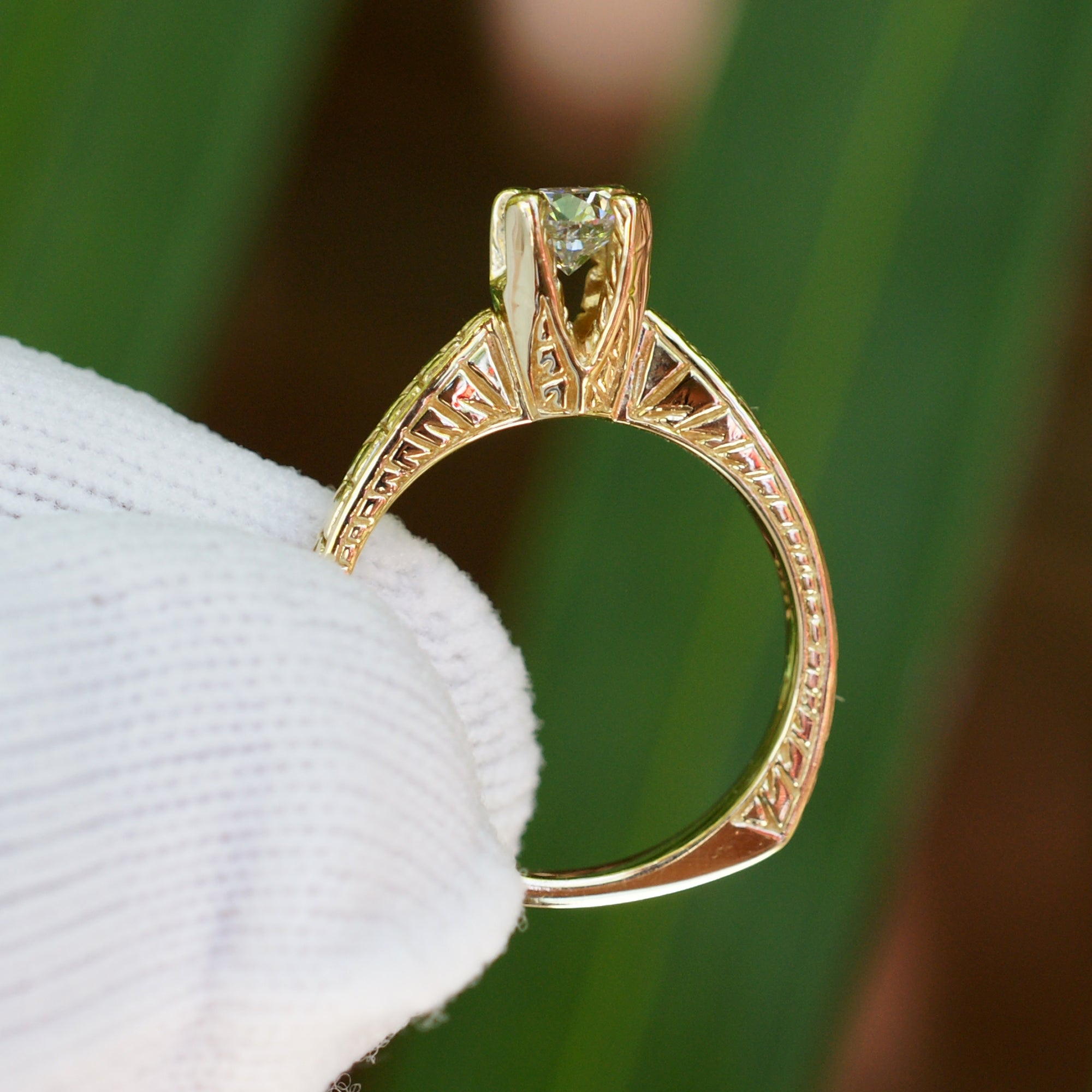 Vintage Solitaire Diamond Ring Euro Shank (0.42ct)