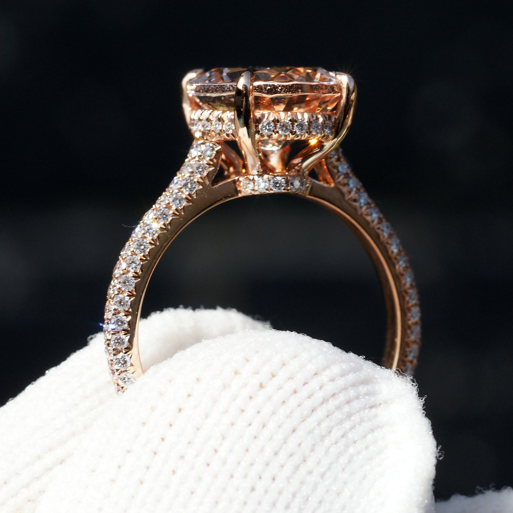 Oval morganite ring in similar setting as Blake Lively in rose gold