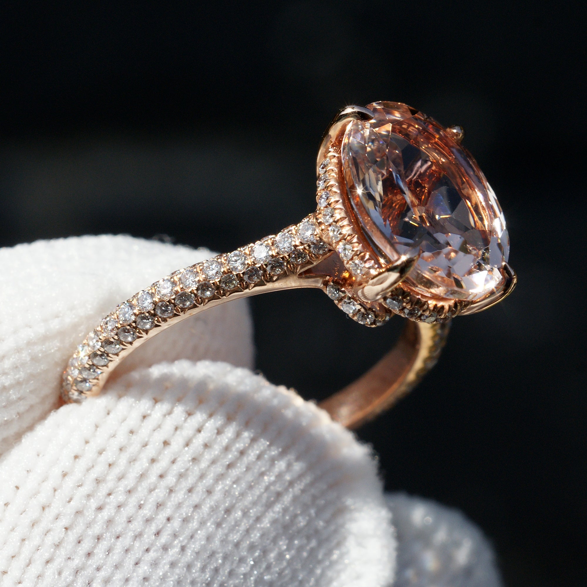 Oval morganite ring in similar setting as Blake Lively in rose gold