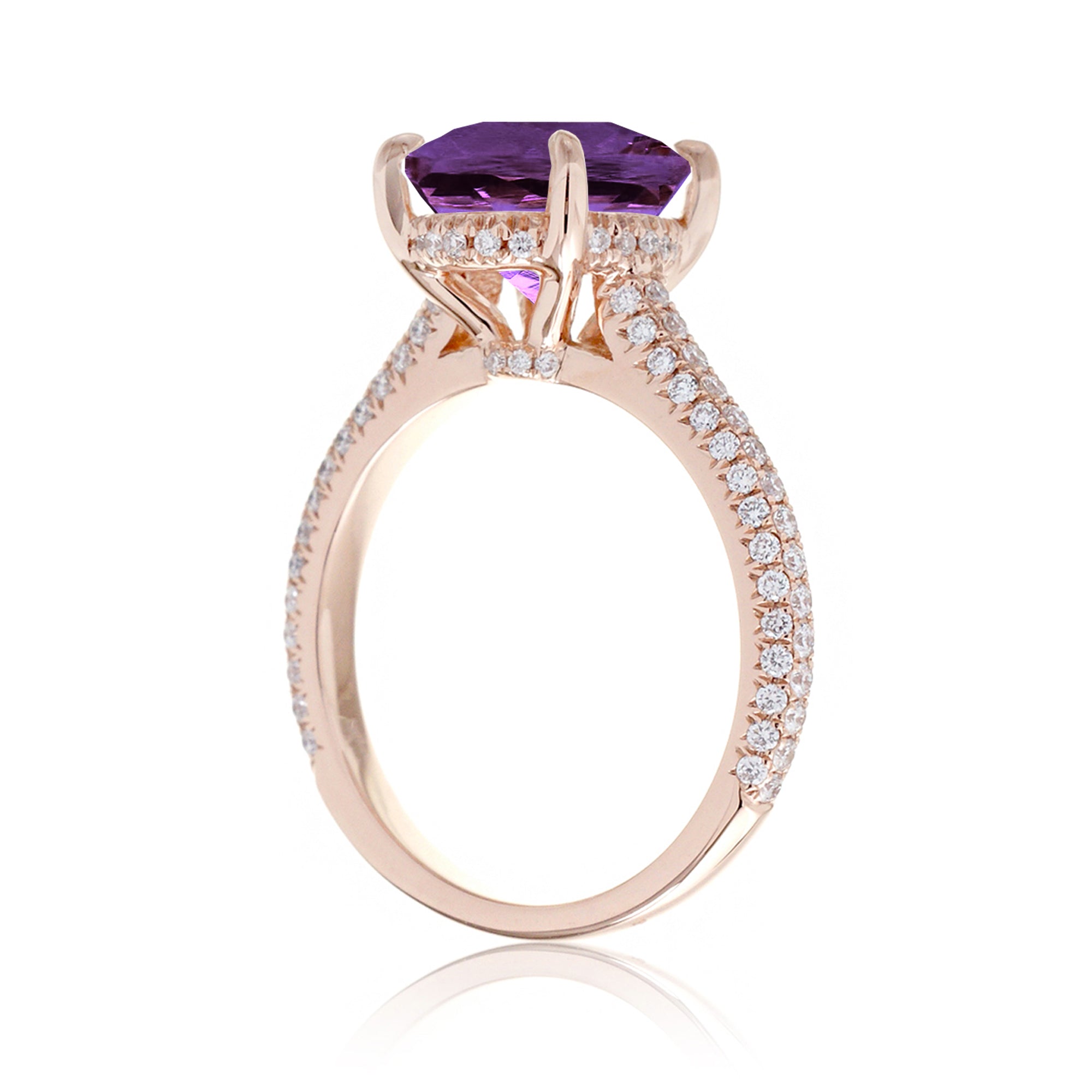 Natural Amethyst Engagement Ring or Lab-Grown Purple Sapphire Option
