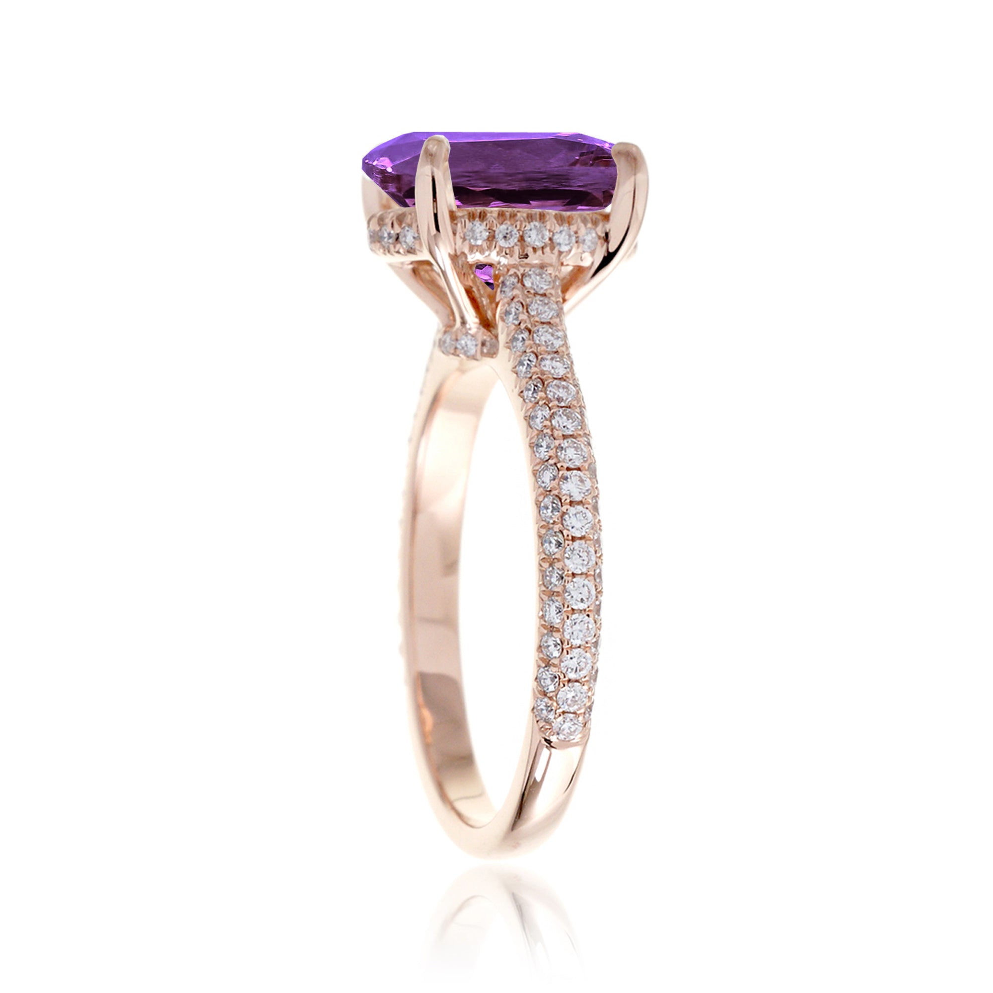 Natural Amethyst Engagement Ring or Lab-Grown Purple Sapphire Option