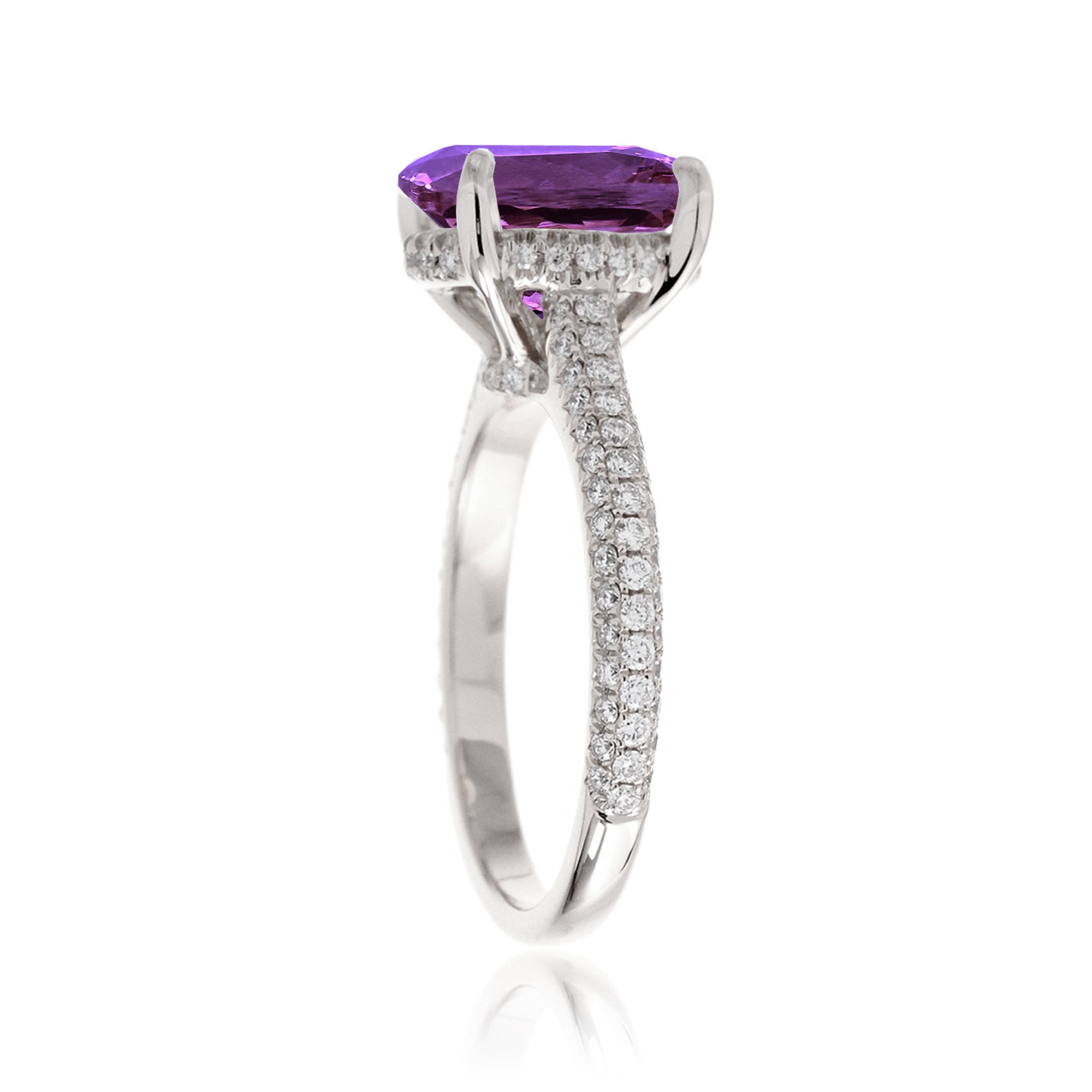 Natural Amethyst Engagement Ring or Lab-Grown Purple Sapphire Option